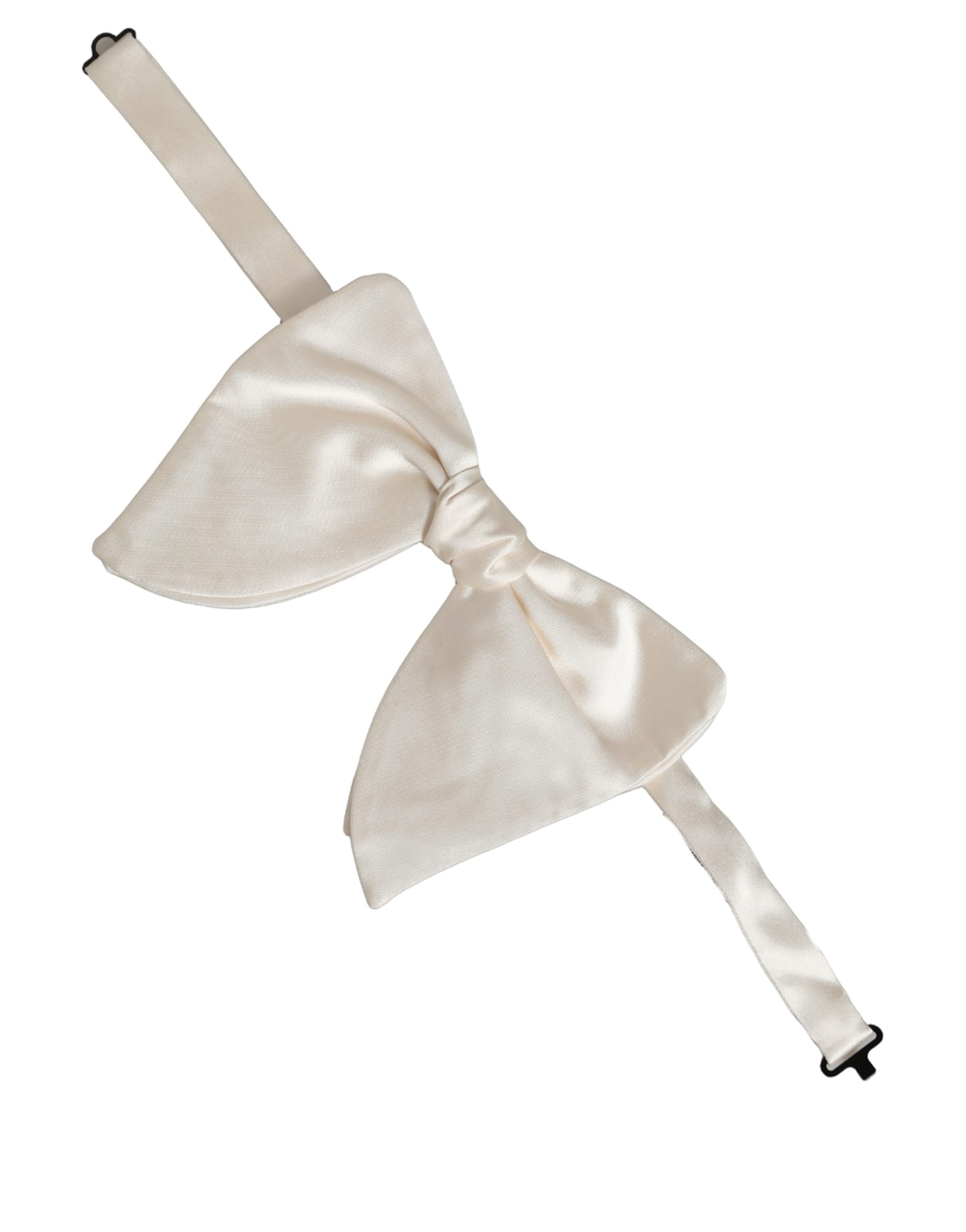 Dolce & Gabbana Men White 100% Silk Adjustable Neck Papillon Bow Tie - Image 2
