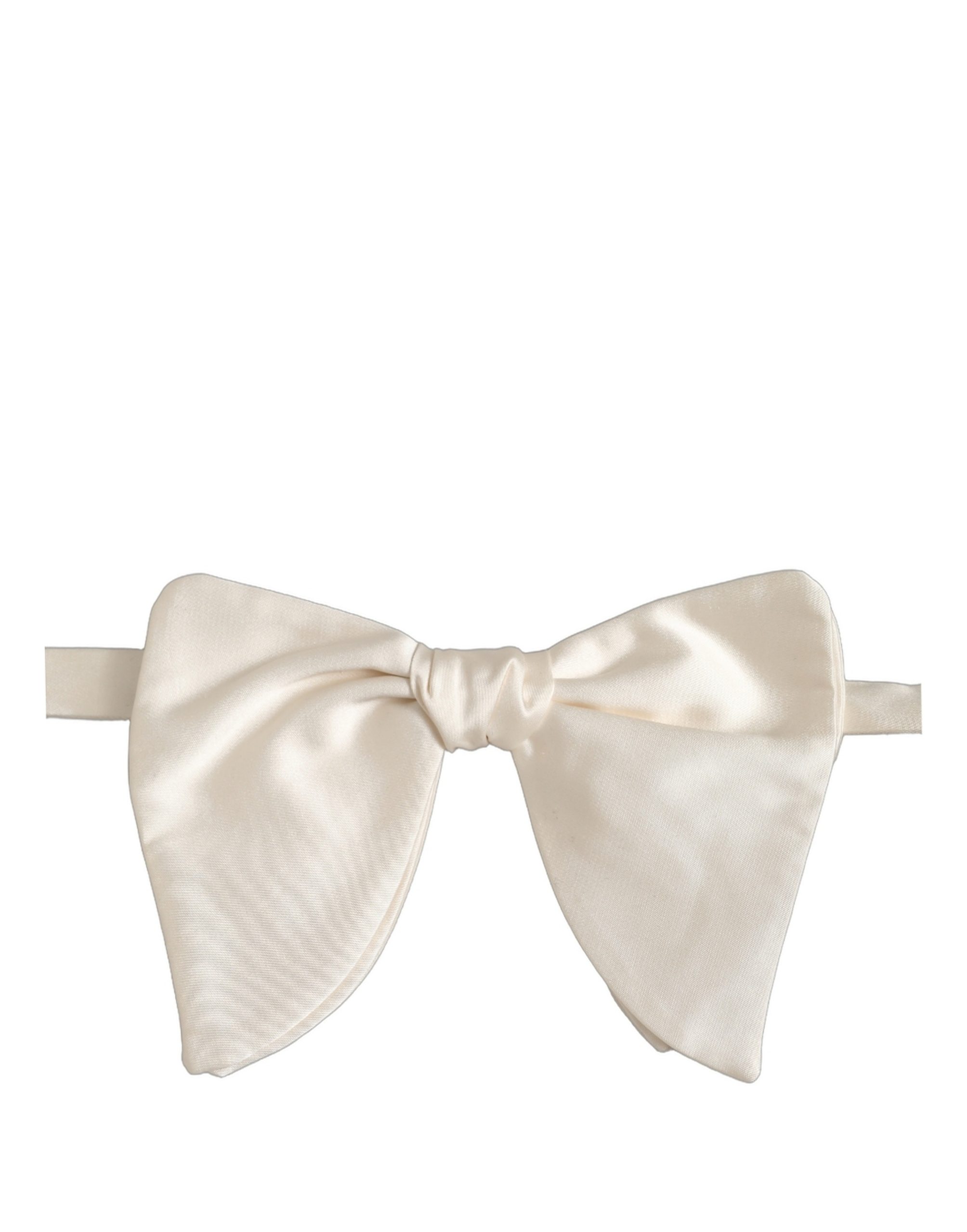 Dolce & Gabbana Men White 100% Silk Adjustable Neck Papillon Bow Tie - Image 4