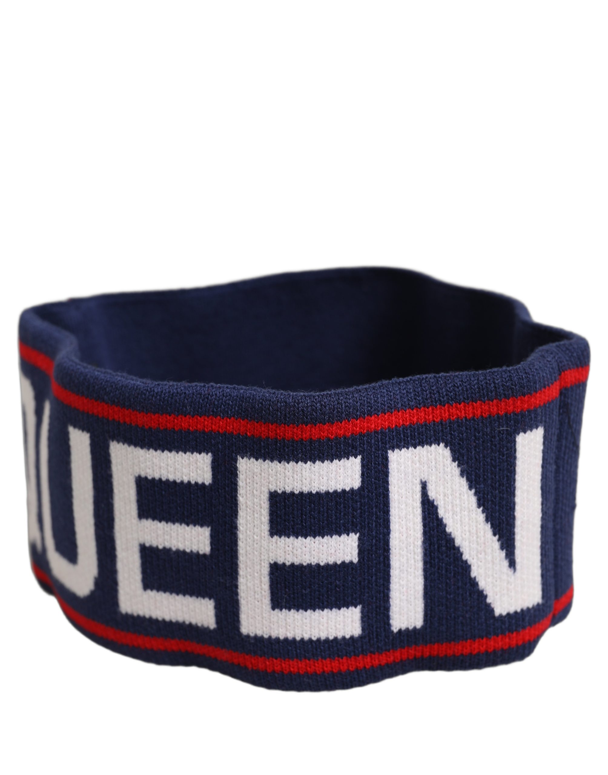 Dolce & Gabbana Navy Blue Wool Knitted D&G Queen Head Band One Size Hat
