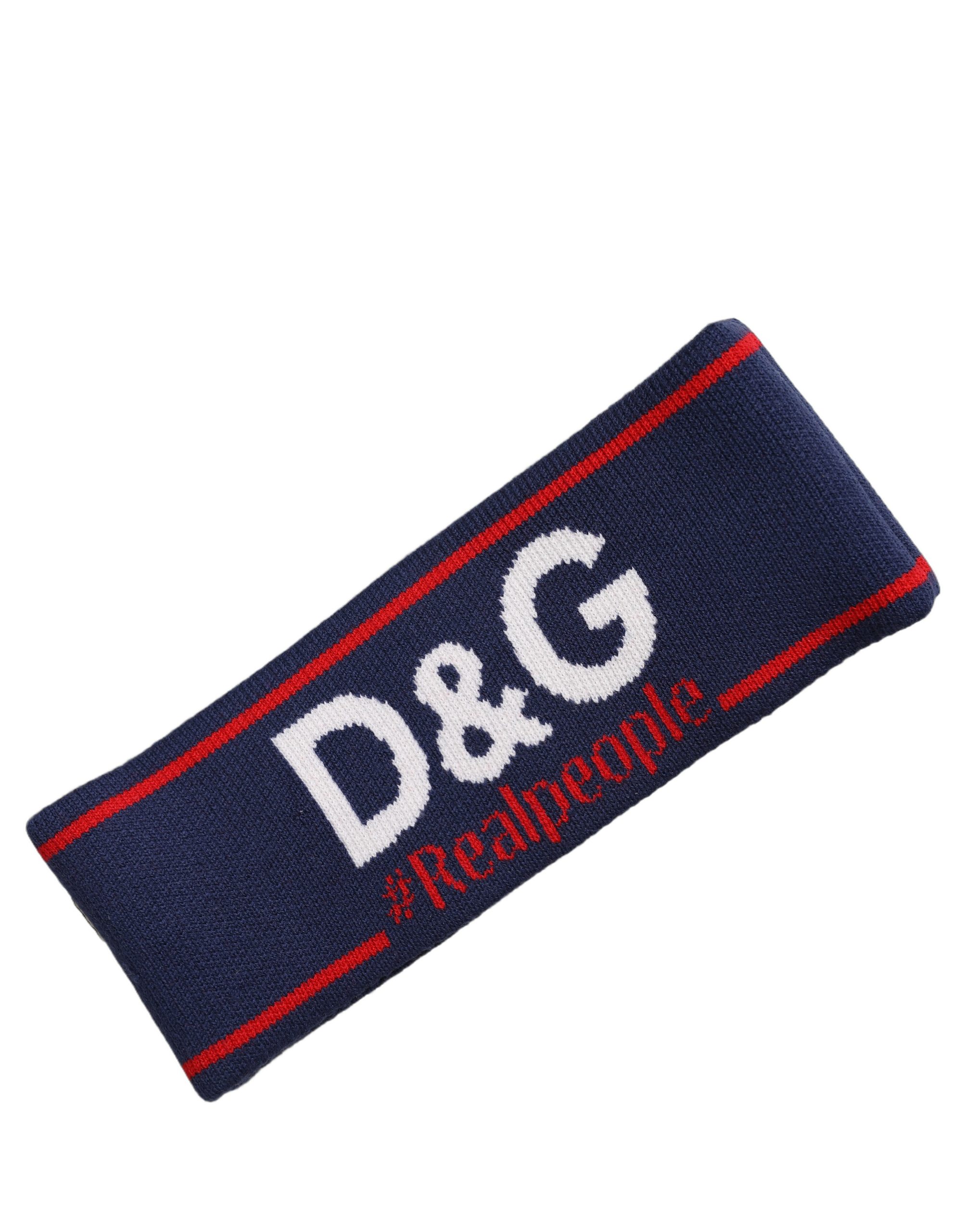 Dolce & Gabbana Navy Blue Wool Knitted D&G Queen Head Band One Size Hat - Image 4