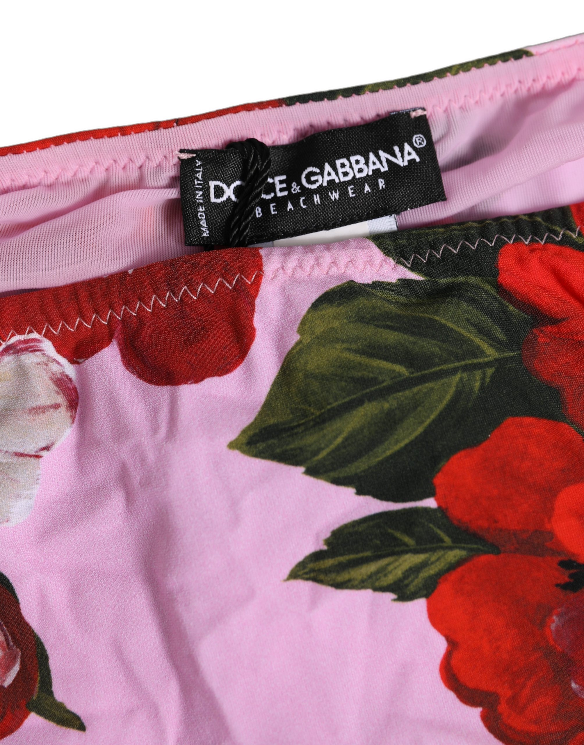 Dolce & Gabbana Pink Floral Tie Sides Beachwear Bikini Bottom - Image 5