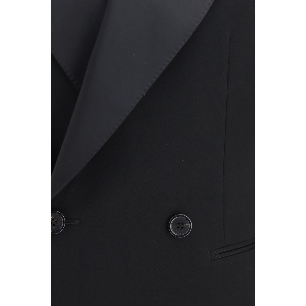 Saint Laurent Black Wool Oves Aries Leather Jacket - Image 3