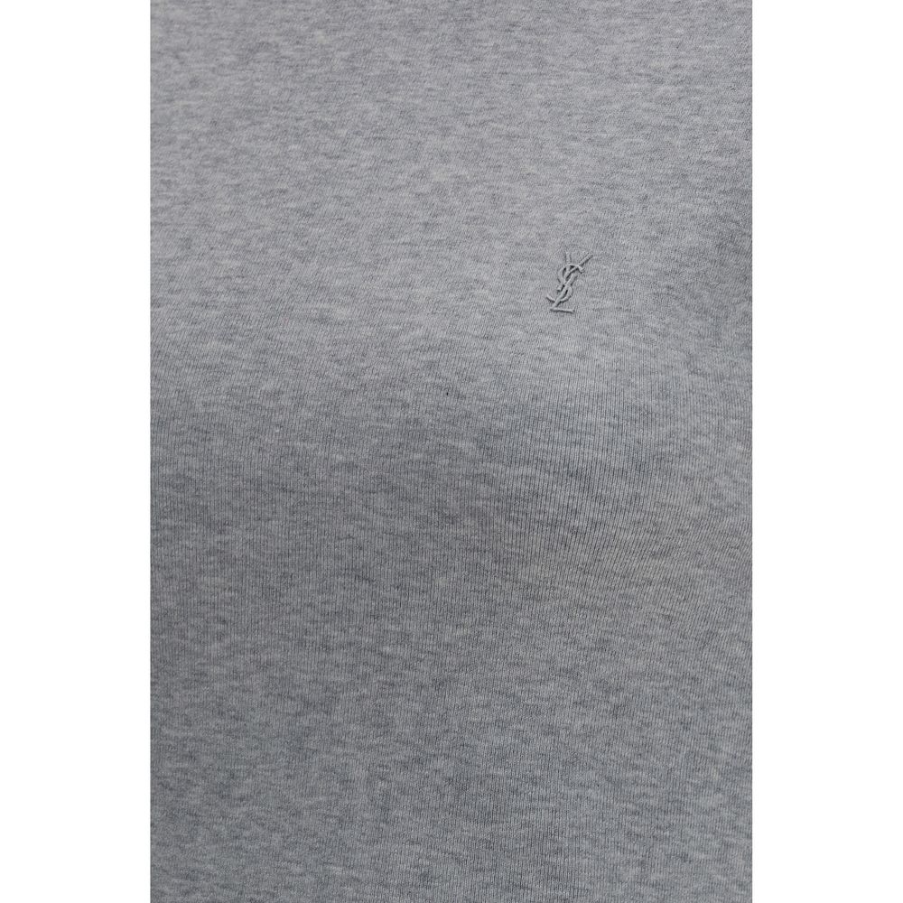 Saint Laurent Gray Cotton T-Shirt - Image 3