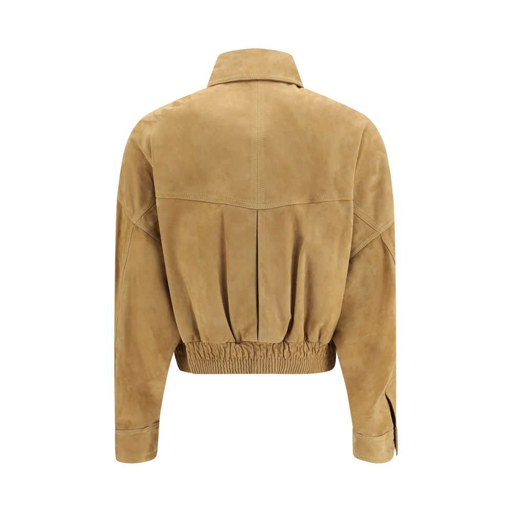 Versace Beige Lamb Leather Bomber - Image 2