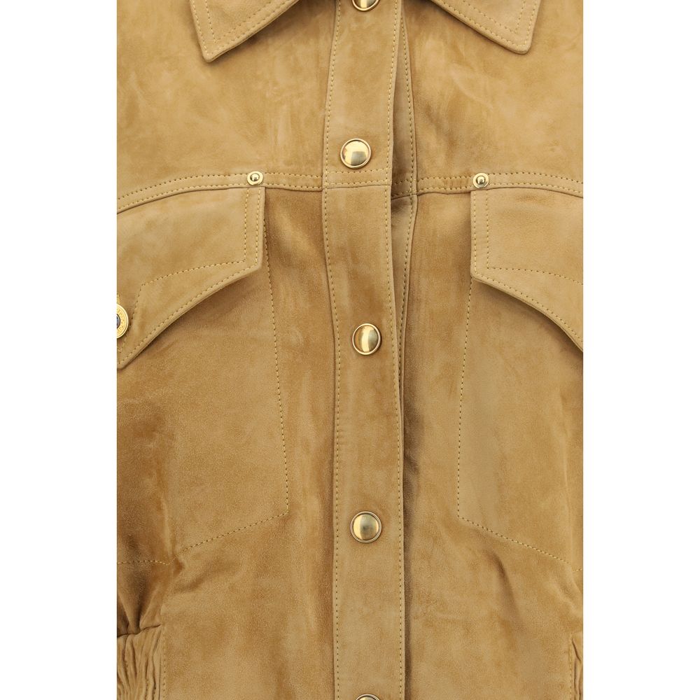 Versace Beige Lamb Leather Bomber - Image 3