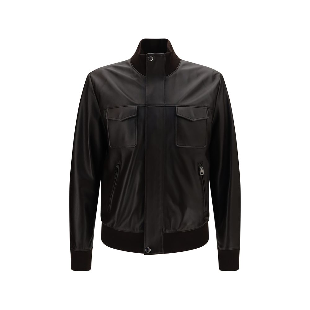 Dolce & Gabbana Brown Lamb Ovis Aries Bomber