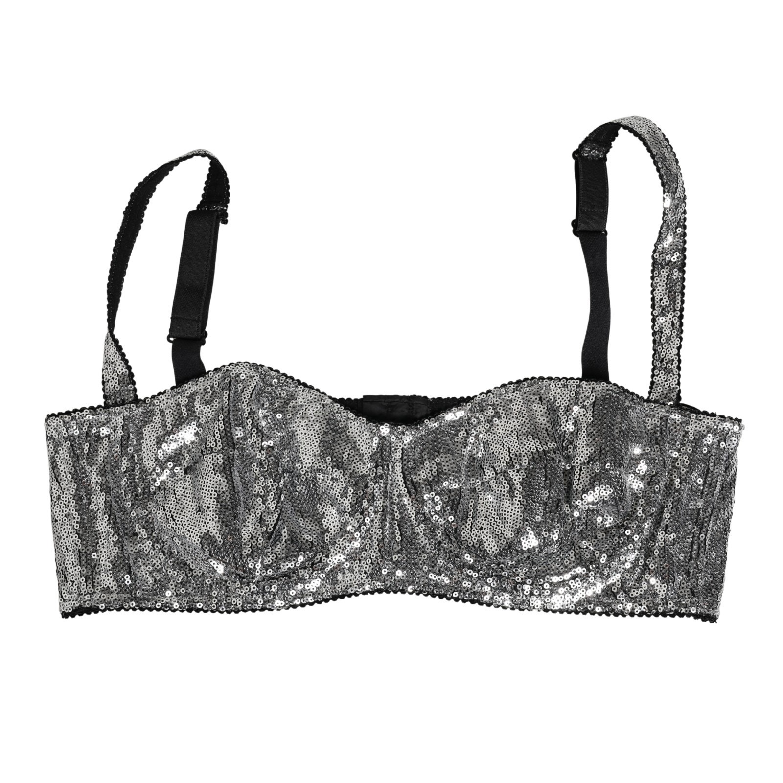 Dolce & Gabbana Silver Sequined Nyon Balconnet Bra Underwear - Image 2