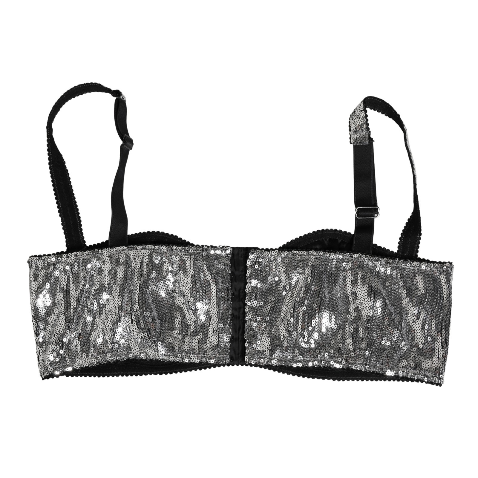 Dolce & Gabbana Silver Sequined Nyon Balconnet Bra Underwear - Image 5