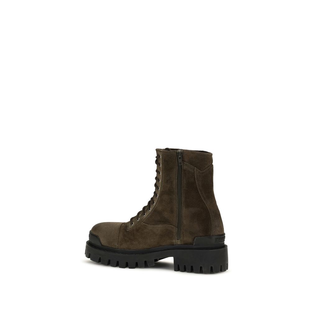 Balenciaga Bicolor Calf Leather Bos Taurus Lace-Up Boots - Image 3