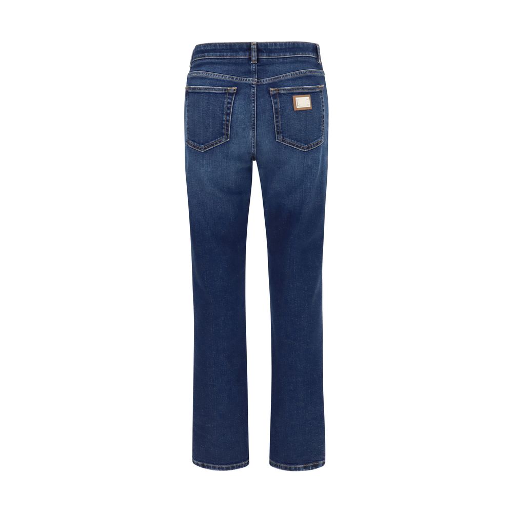 Dolce & Gabbana Blue Cotton Straight-Leg Jeans - Image 2