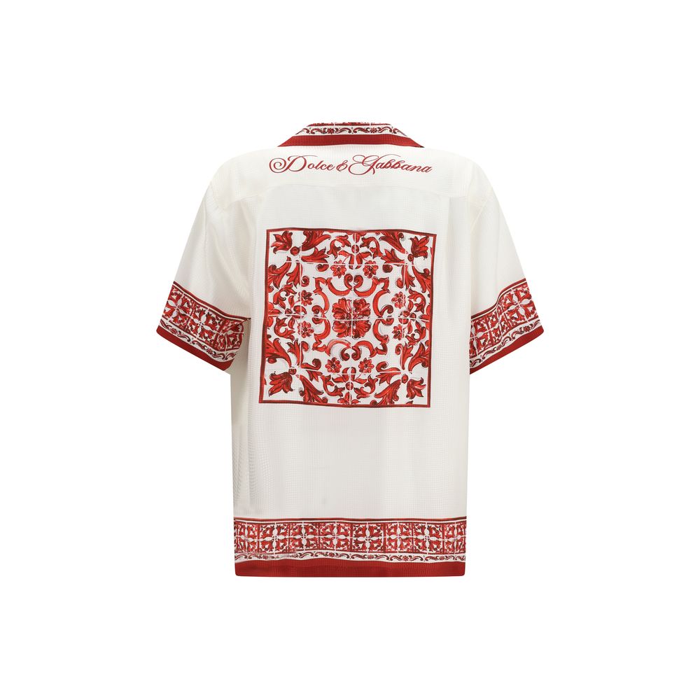 Dolce & Gabbana White Silk Pattern Shirt - Image 2