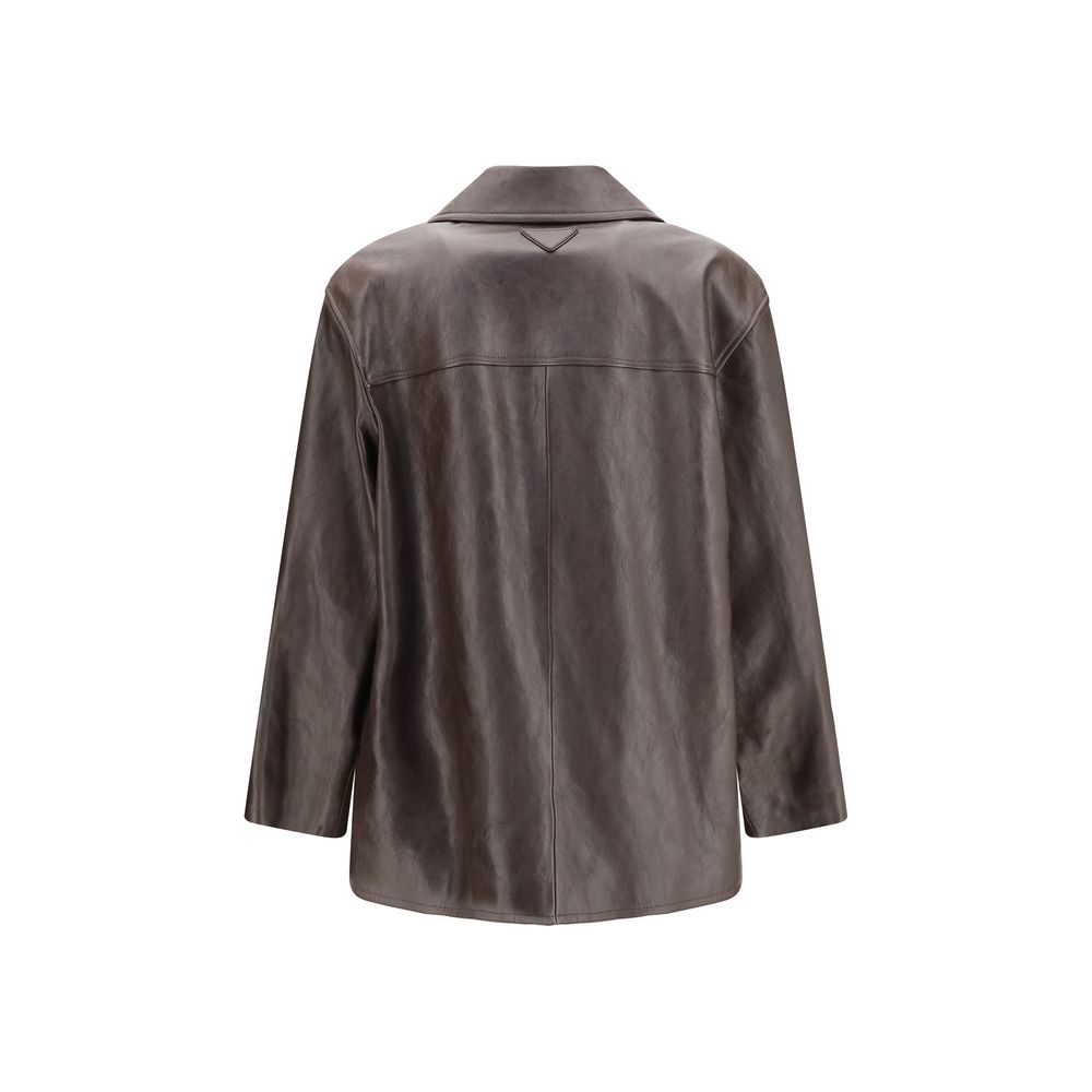 Prada Brown Lamb Leather Leather Jacket - Image 2
