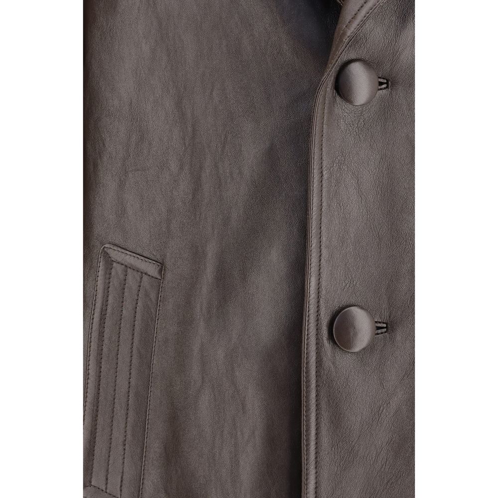 Prada Brown Lamb Leather Leather Jacket - Image 3