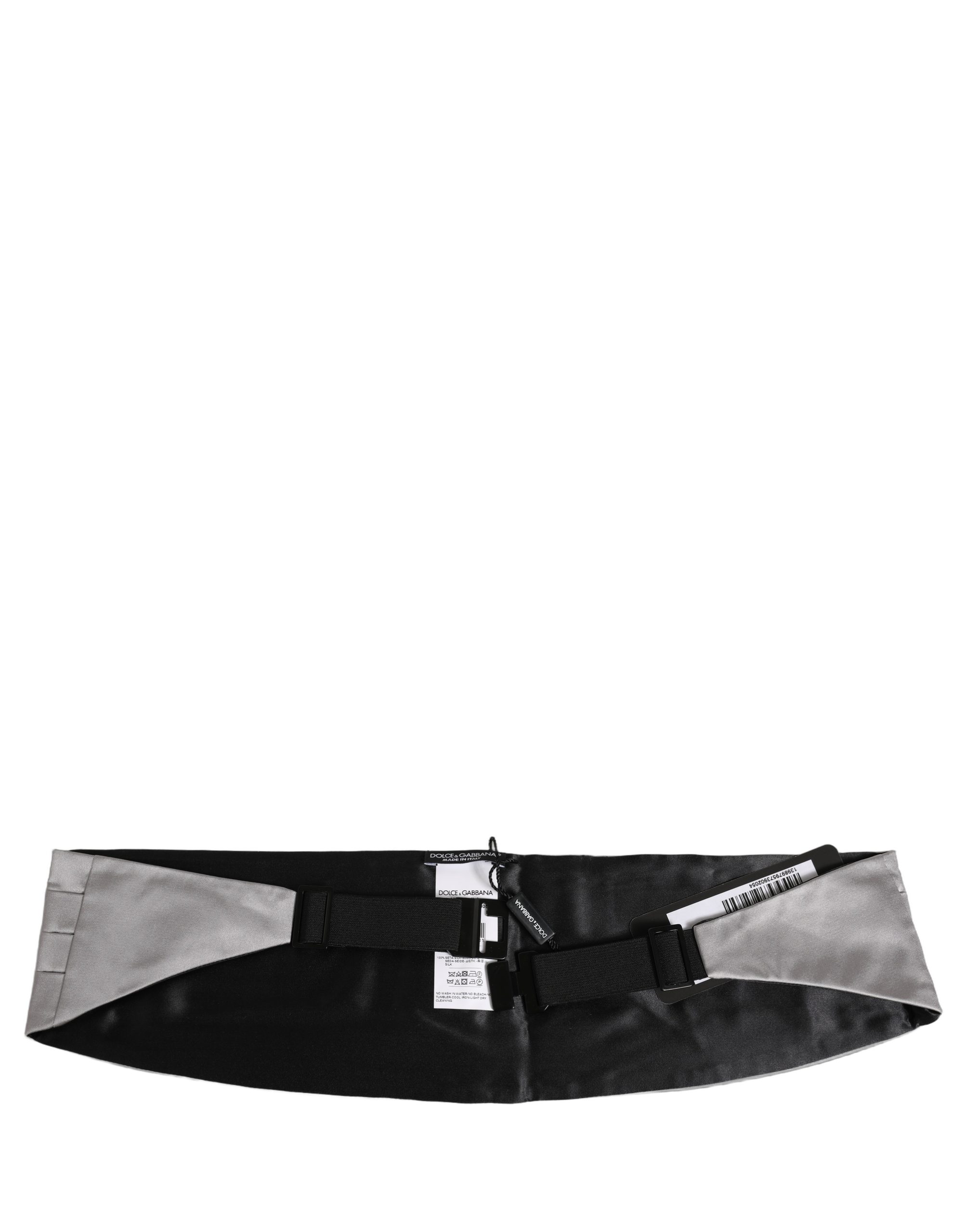 Dolce & Gabbana Gray Men 100% Silk Belt Waist Cummerbund - Image 4