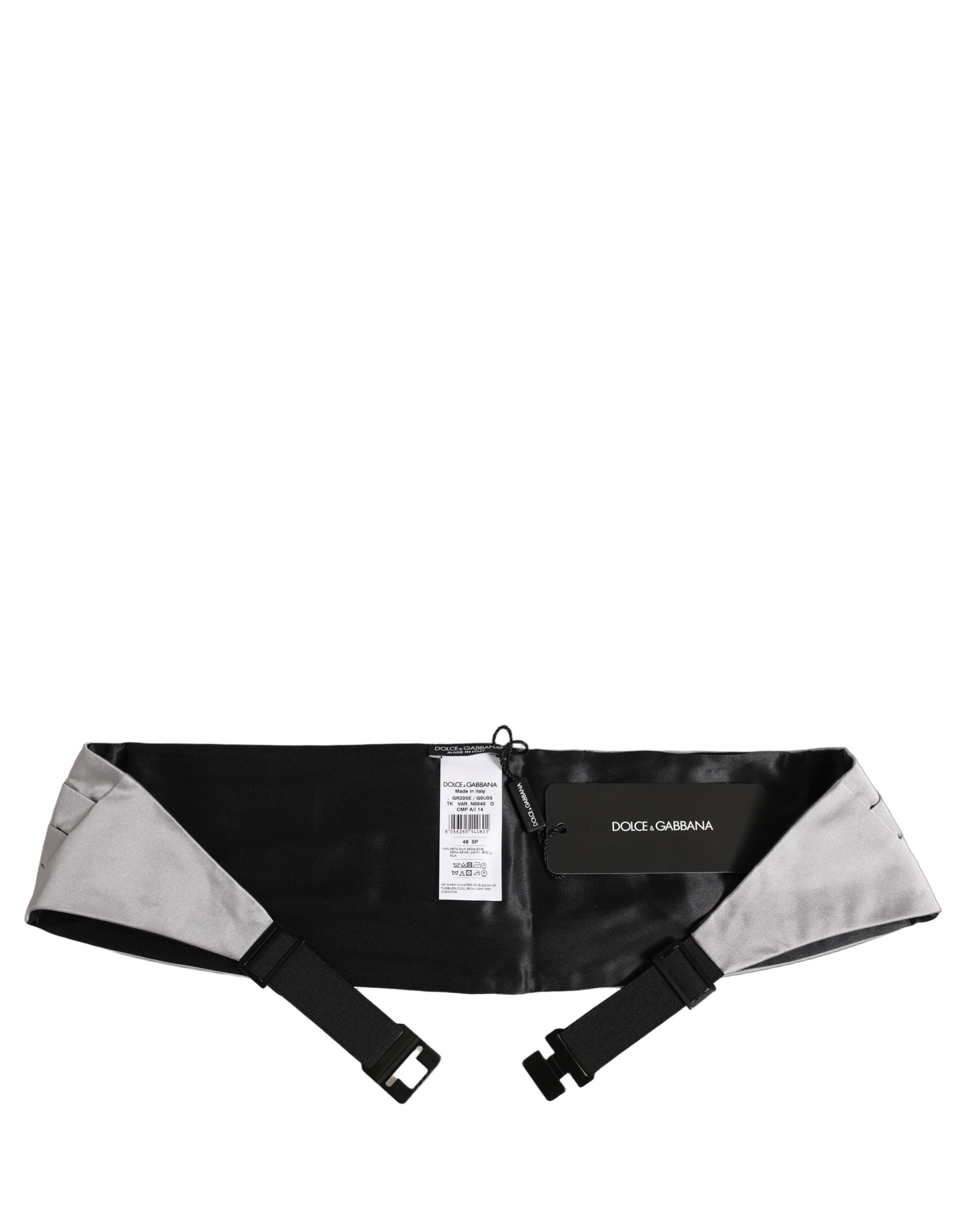 Dolce & Gabbana Gray Men 100% Silk Belt Waist Cummerbund - Image 5