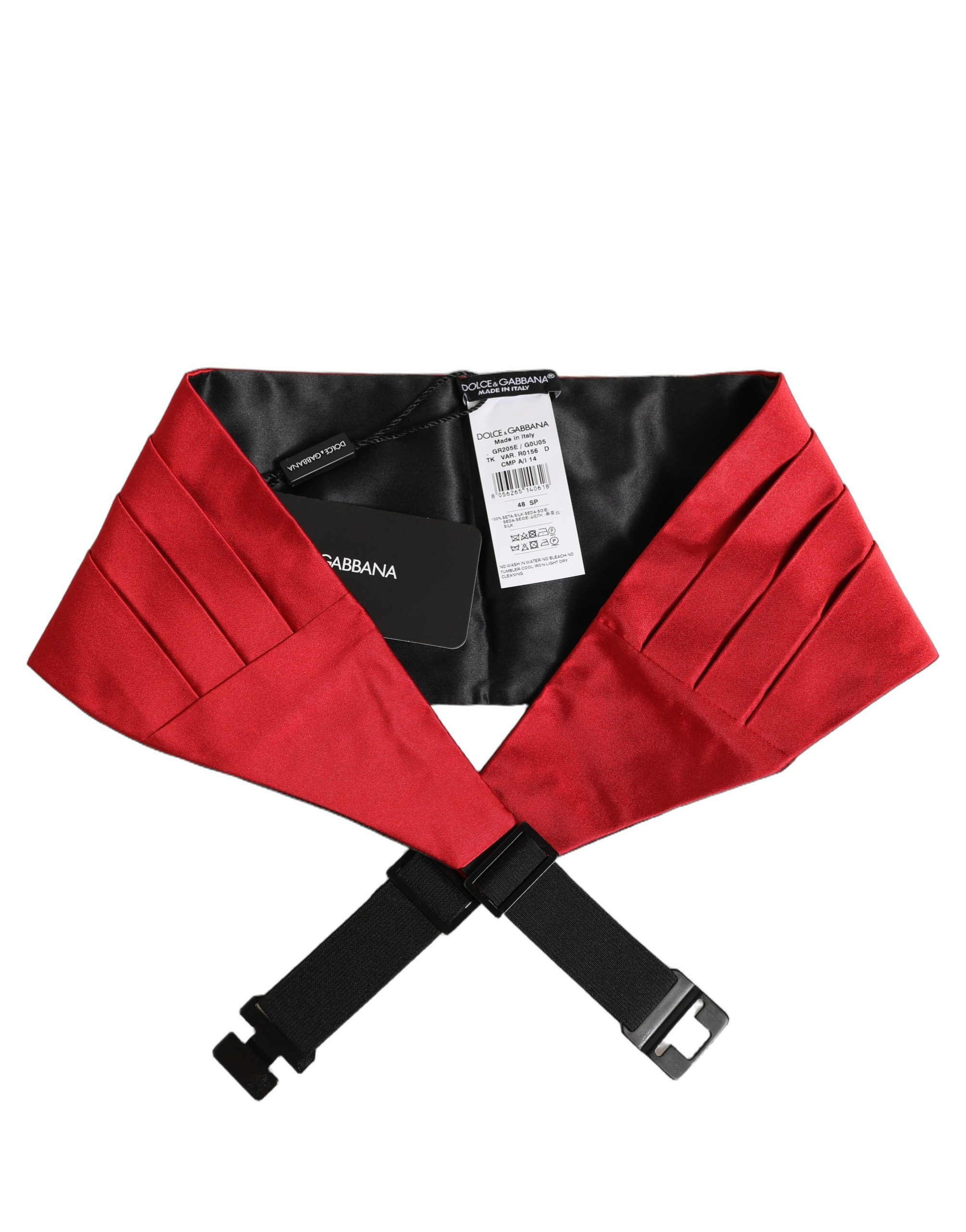Dolce & Gabbana Red Men 100% Silk Belt Waist Cummerbund - Image 4