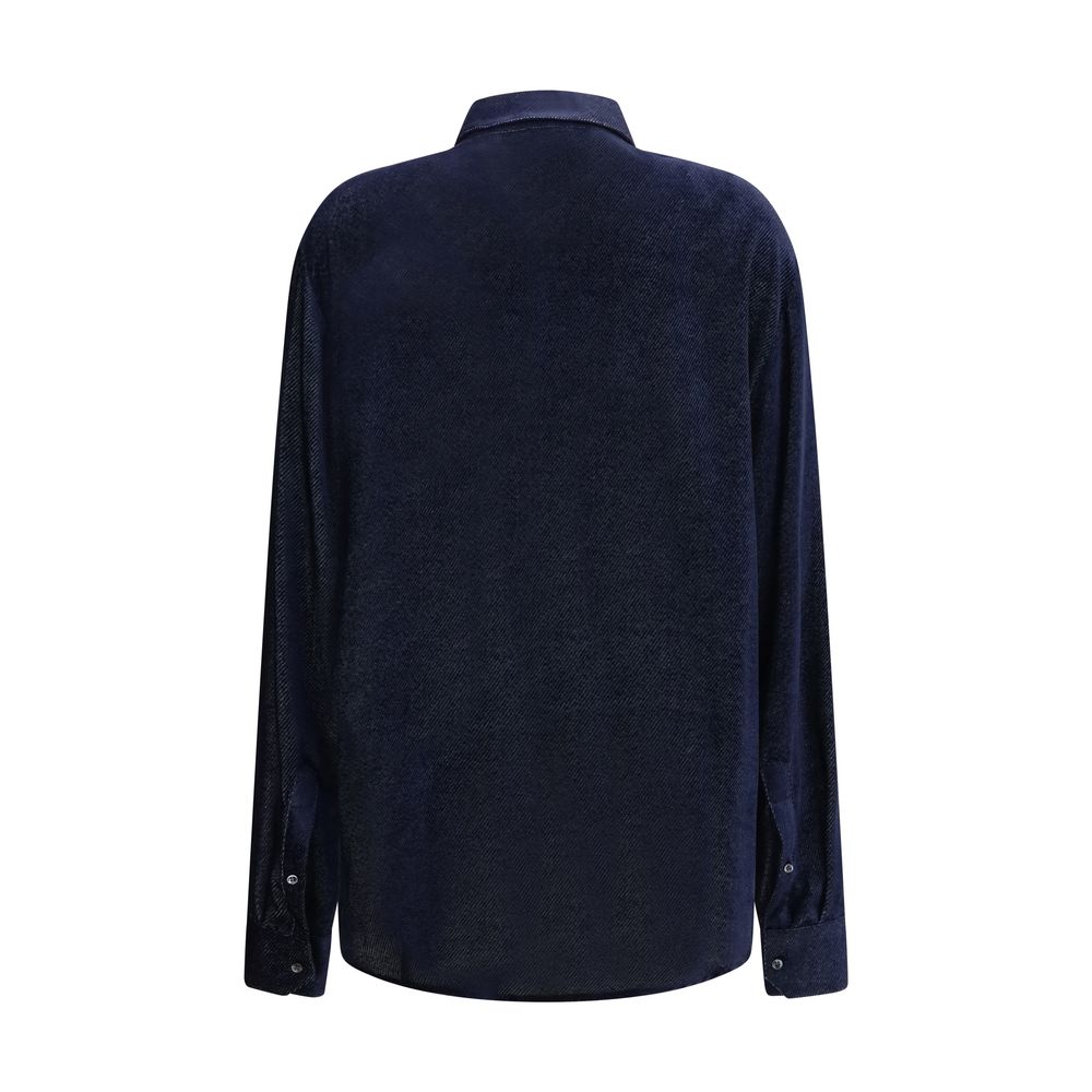 Giorgio Armani Blue Silk Dress Shirt - Image 2