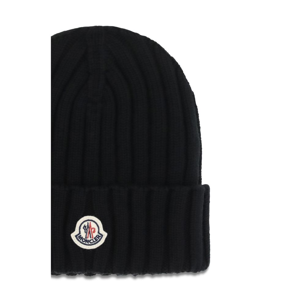Moncler Black Wool Oves Aries Beanie - Image 3