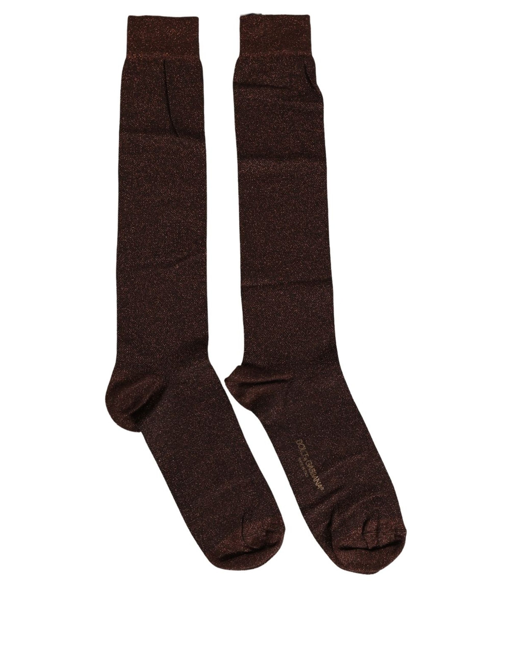 Dolce & Gabbana Men Brown Viscose Over The Calf Accessory Socks - Image 3