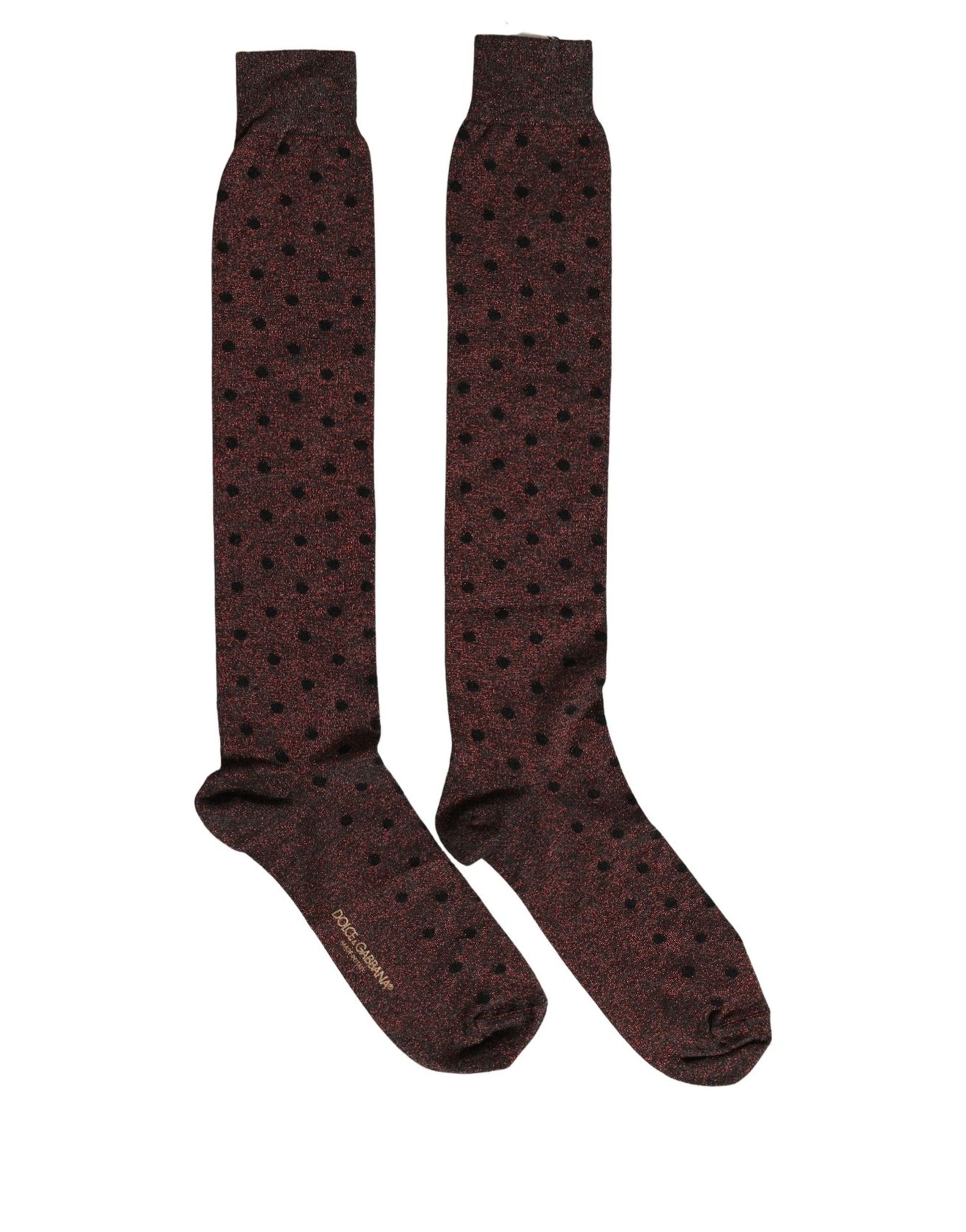 Dolce & Gabbana Brown Polka Dot Over The Calf Accessory Socks - Image 2