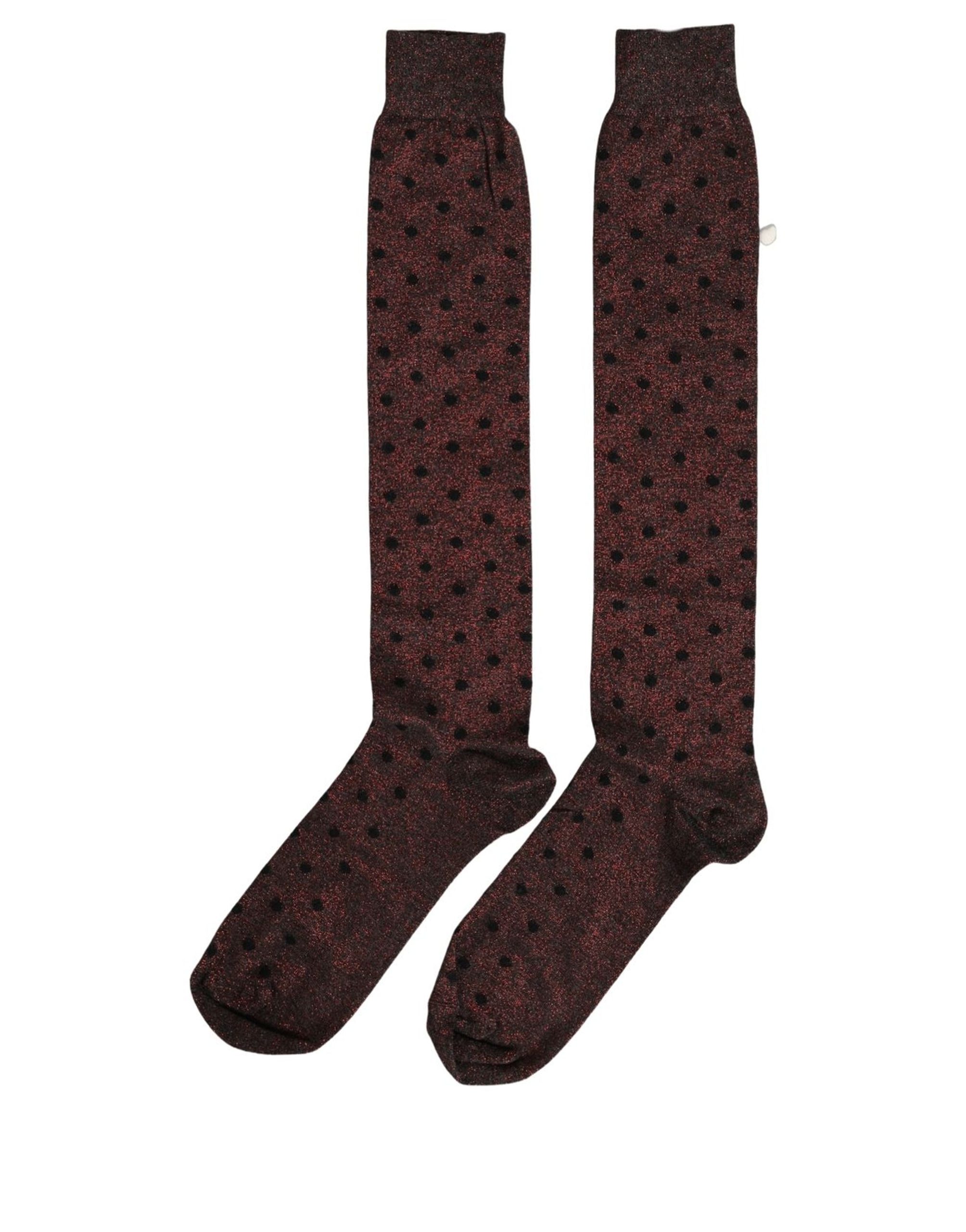 Dolce & Gabbana Brown Polka Dot Over The Calf Accessory Socks - Image 4