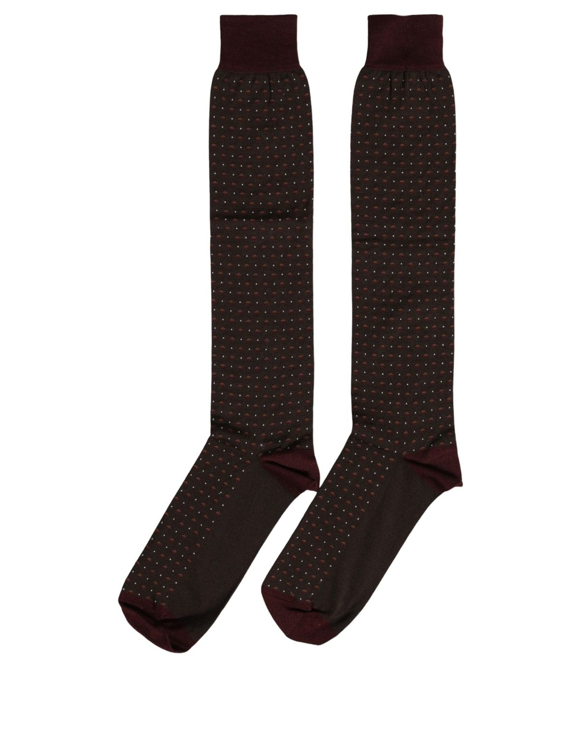 Dolce & Gabbana Burgundy Polka Dot Over The Calf Accessory Socks - Image 2