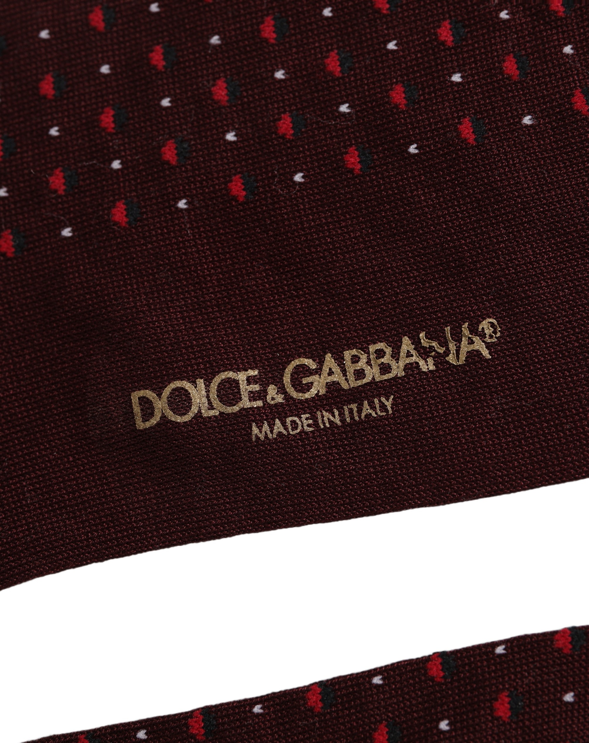 Dolce & Gabbana Burgundy Polka Dot Over The Calf Accessory Socks - Image 4