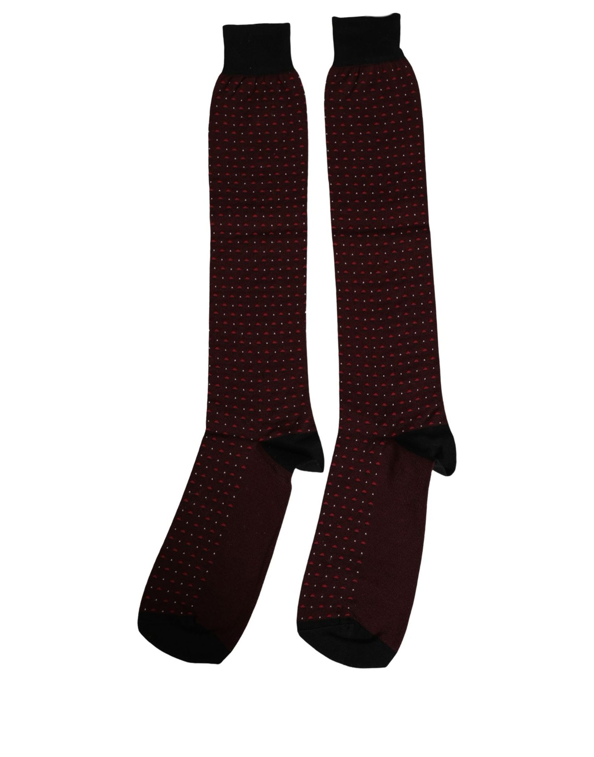 Dolce & Gabbana Burgundy Polka Dot Over The Calf Accessory Socks - Image 5