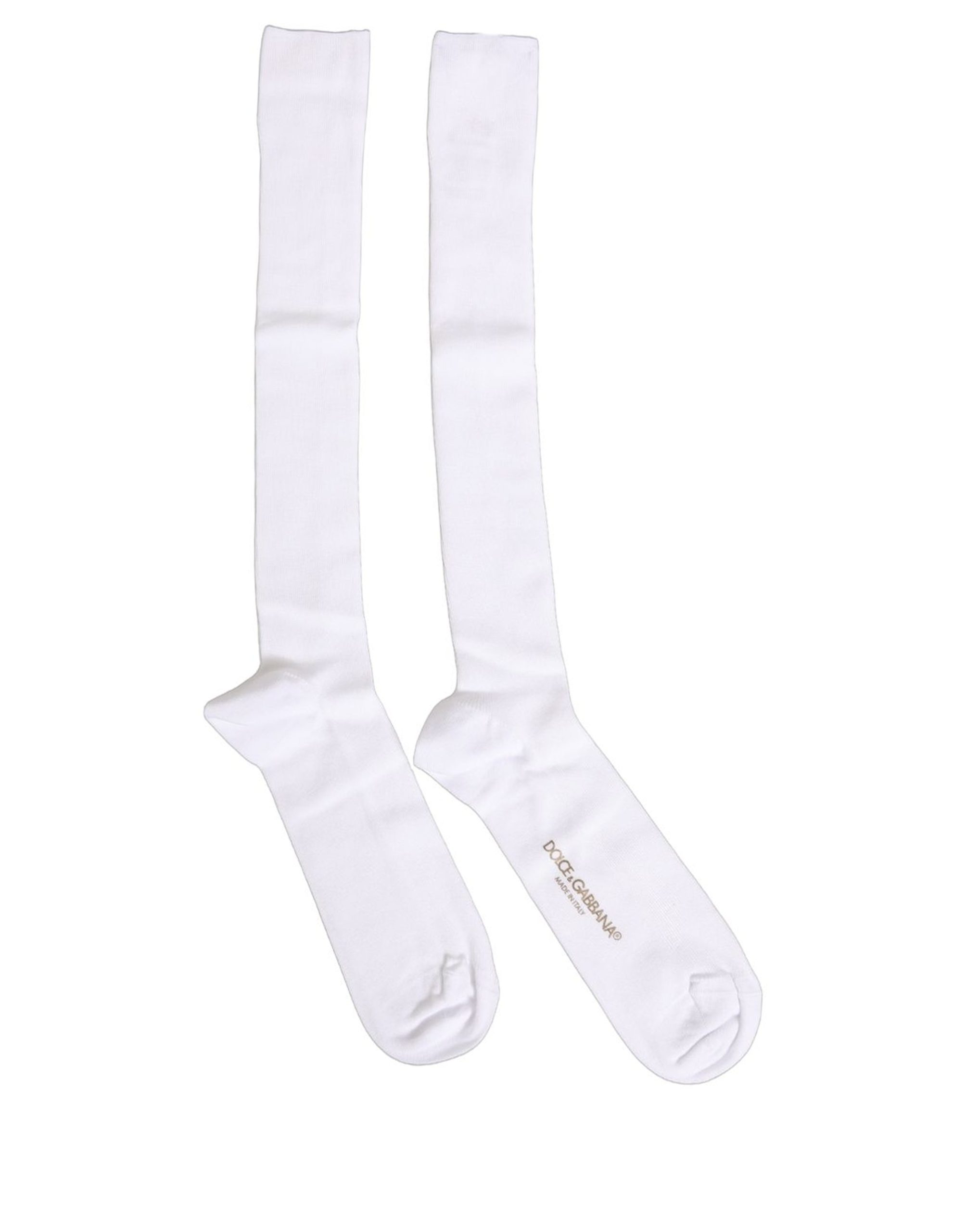 Dolce & Gabbana Men White Viscose Over The Calf Accessory Socks - Image 2