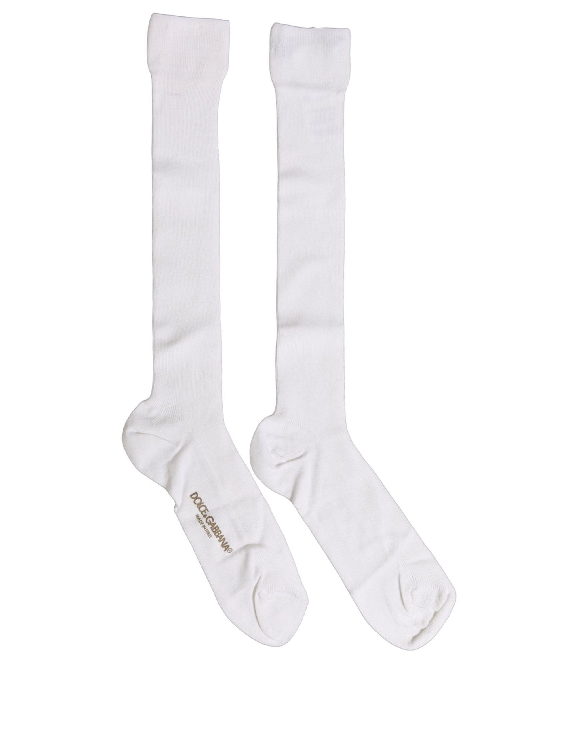 Dolce & Gabbana Men White Viscose Over The Calf Accessory Socks - Image 3