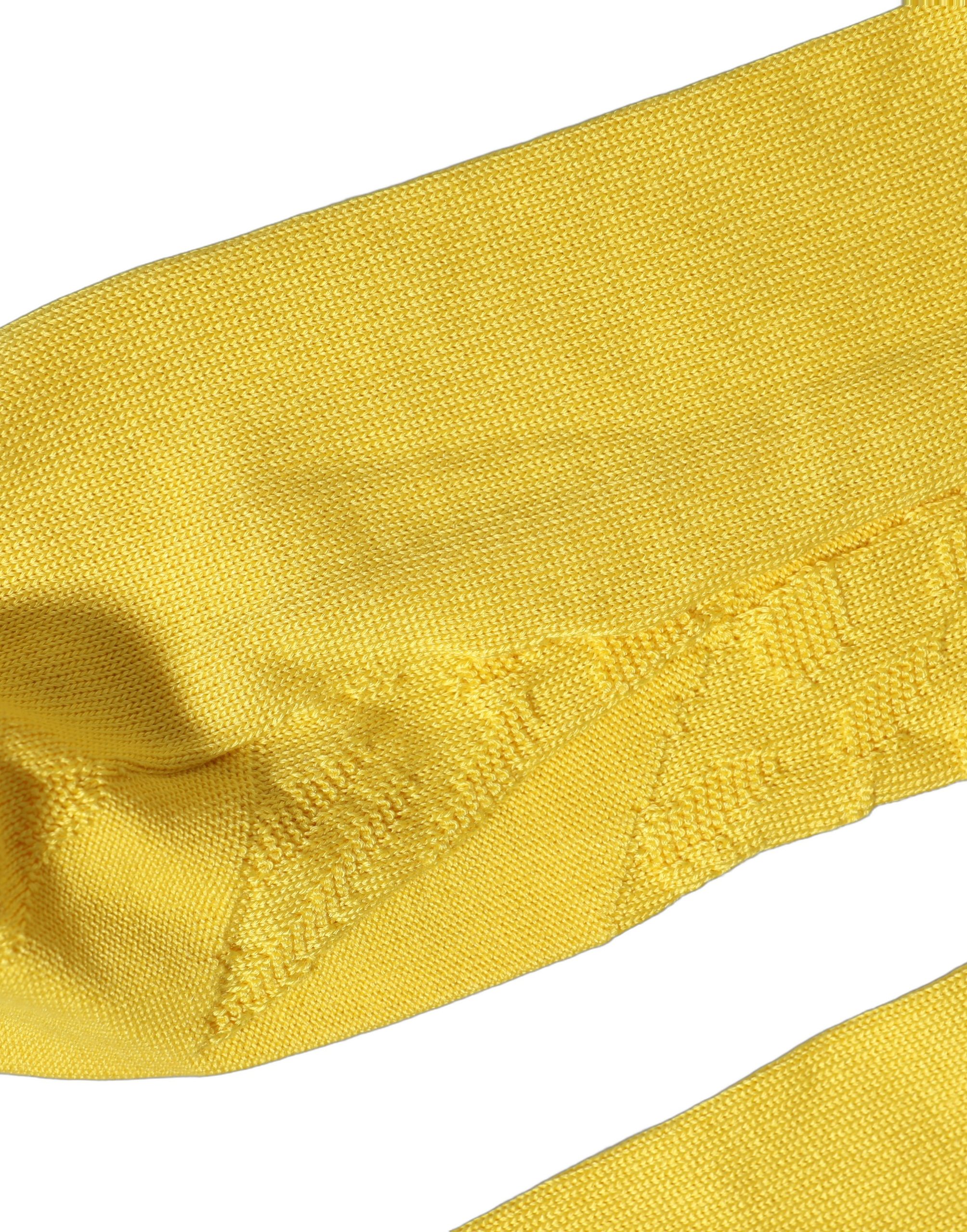 Dolce & Gabbana Men Yellow 100% Silk Mid Calf Accessory Socks - Image 4