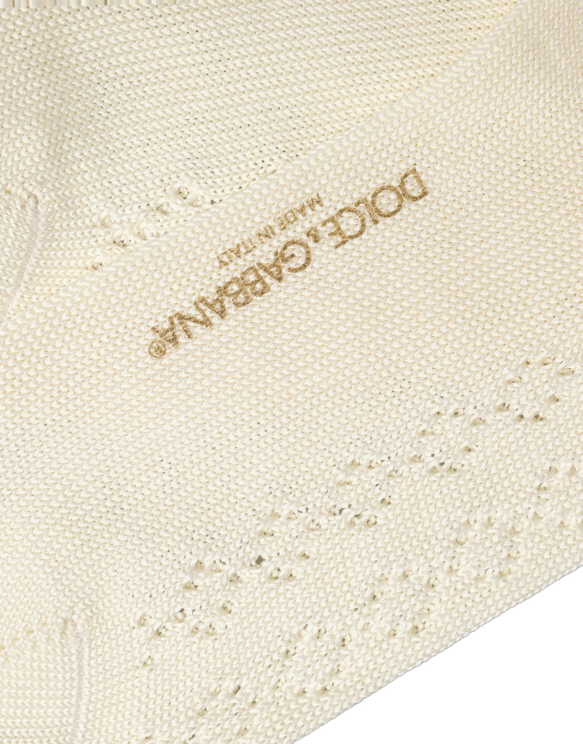 Dolce & Gabbana Off White Cotton Knit Mid Calf Accessory Socks - Image 4