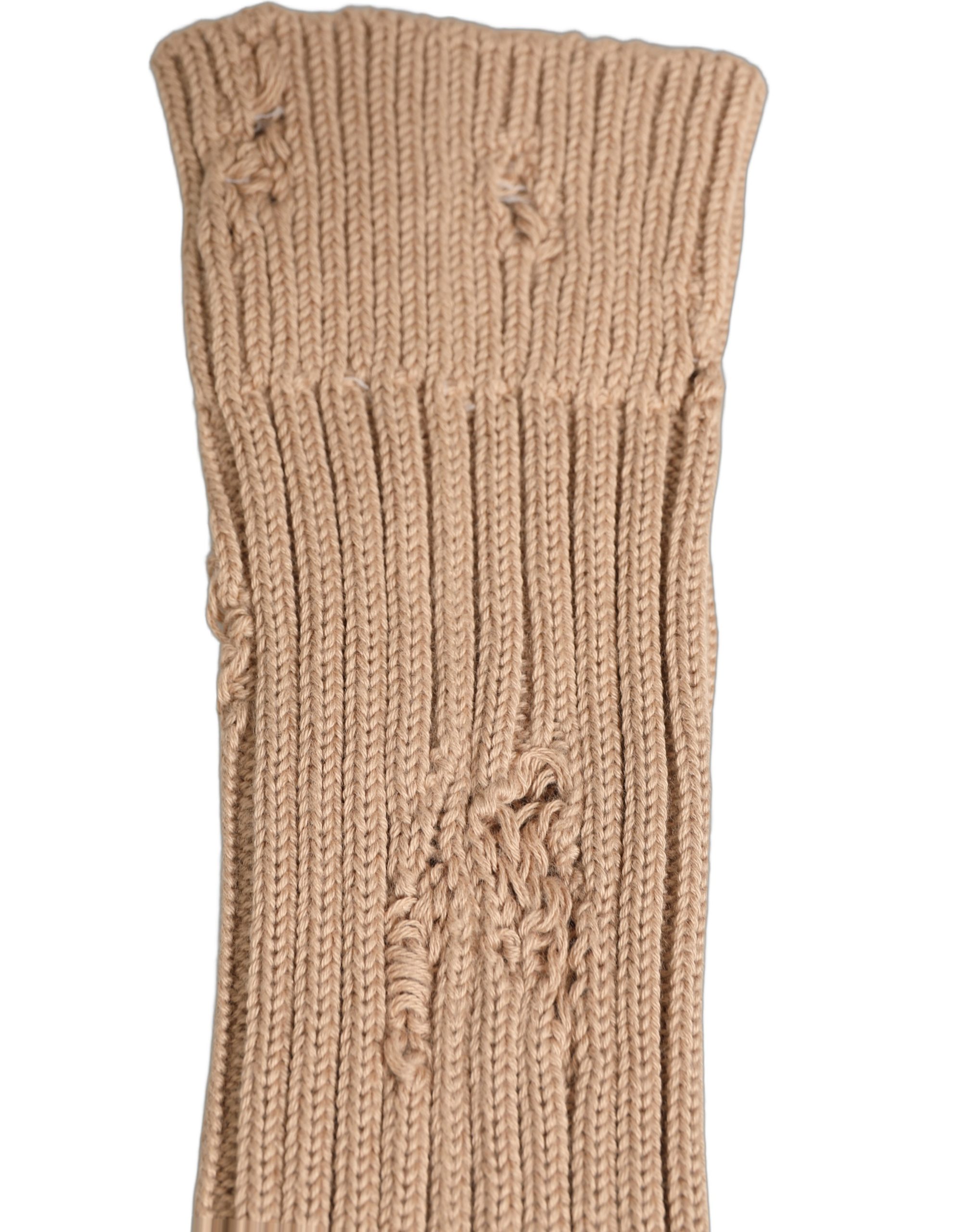 Dolce & Gabbana Beige Cotton Distressed Mid Calf Accessory Socks - Image 5