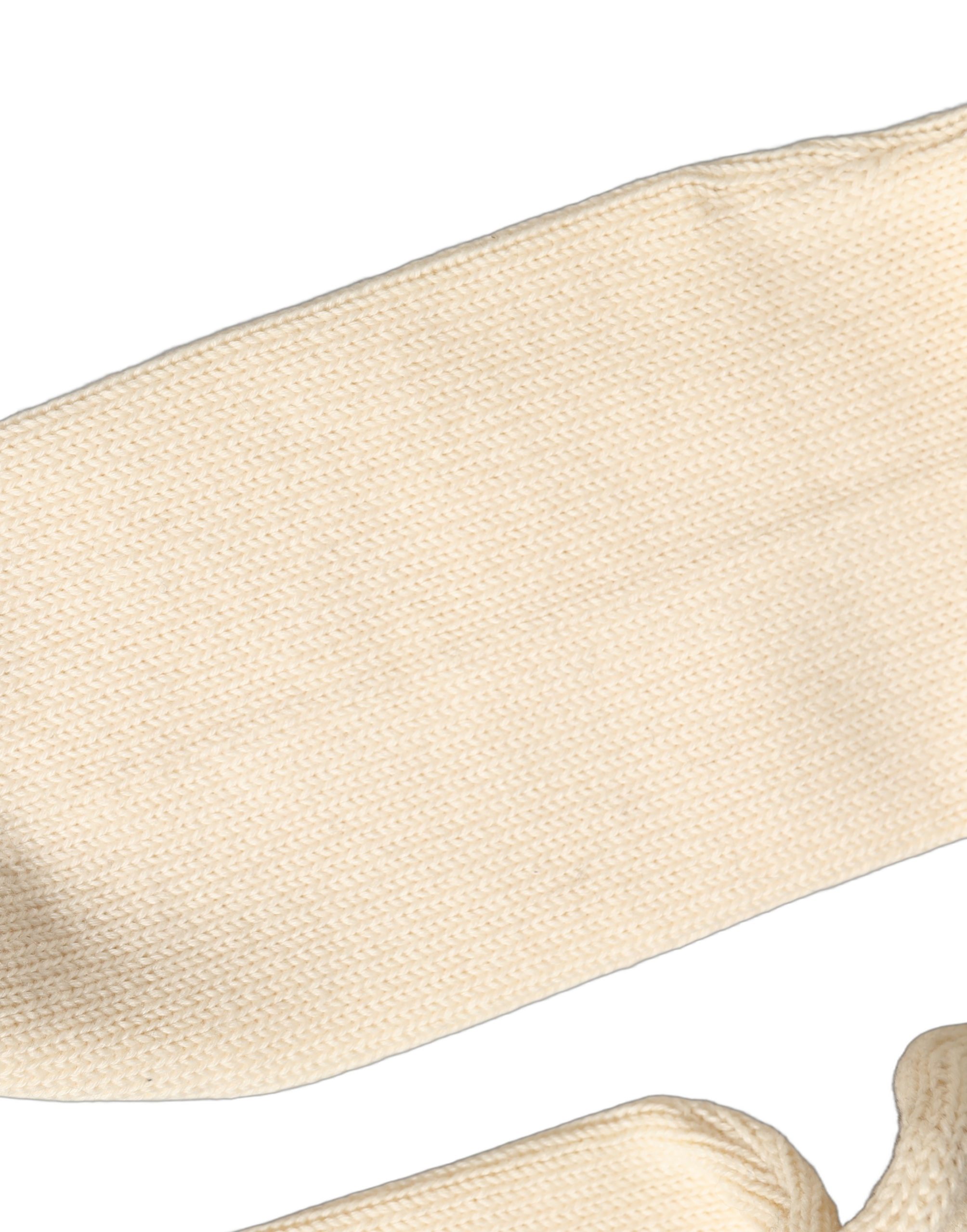 Dolce & Gabbana Off White Sequin Cotton Mid Calf Accessory Socks - Image 4