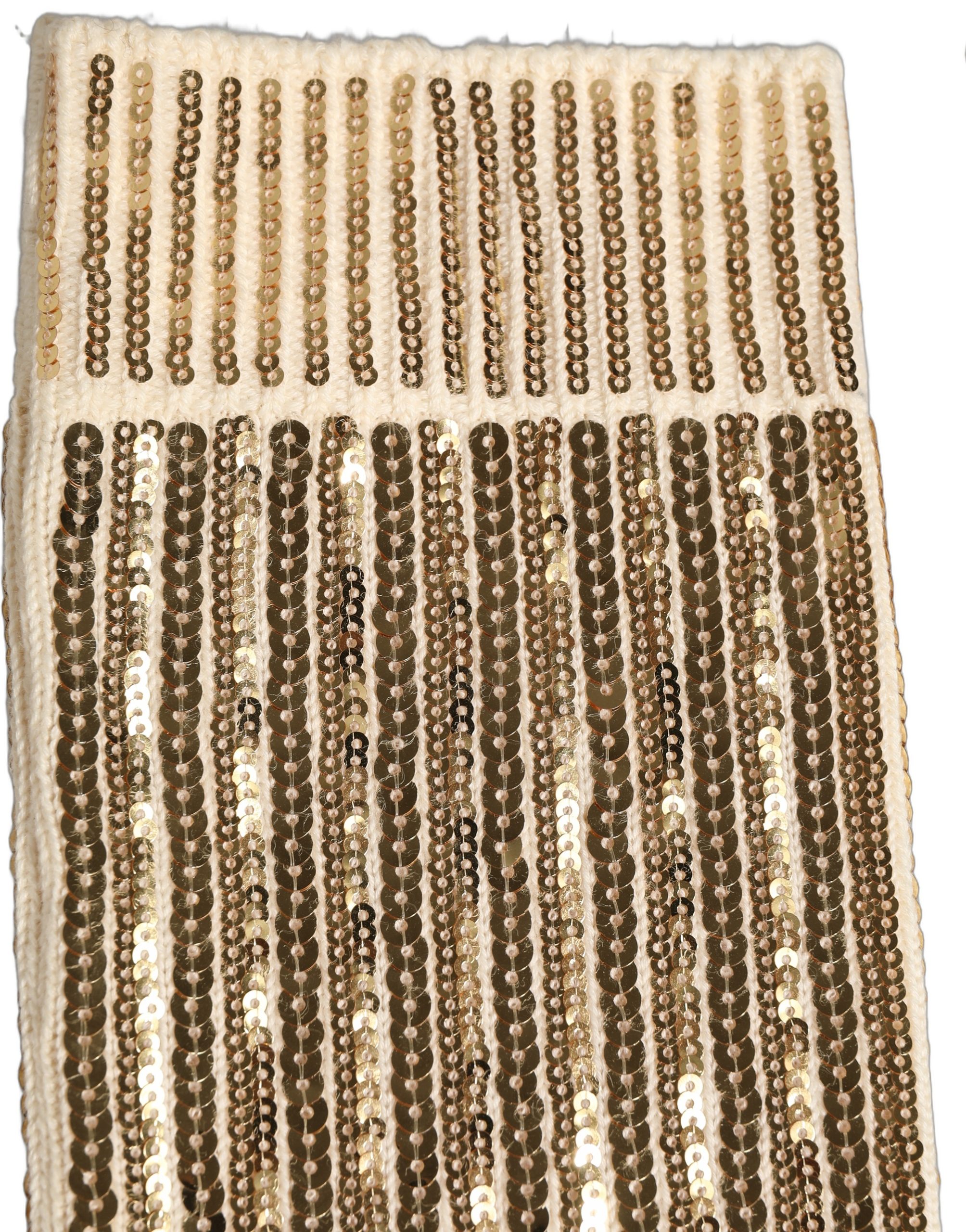 Dolce & Gabbana Off White Sequin Cotton Mid Calf Accessory Socks - Image 5