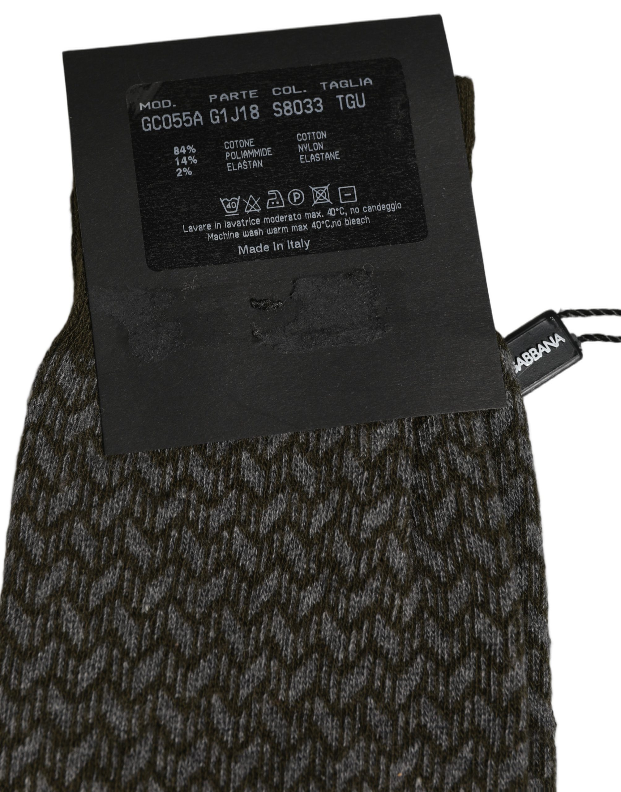 Dolce & Gabbana Dark Gray Cotton Knit Knee High Accessory Socks