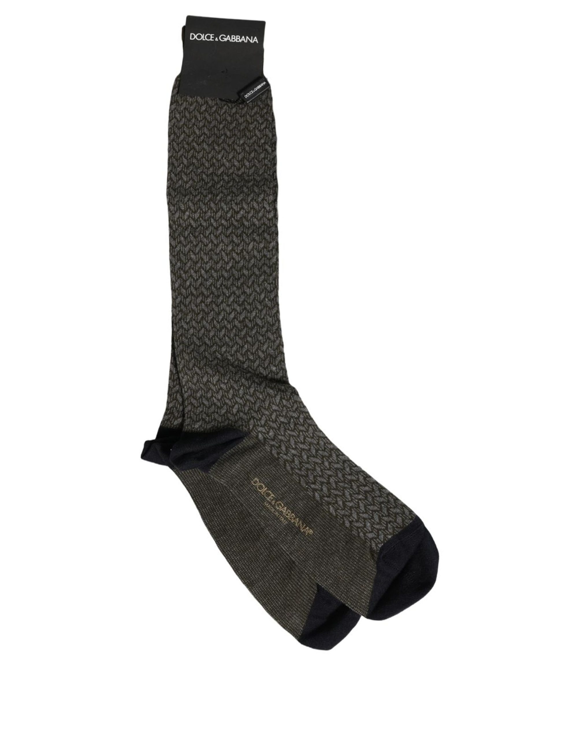 Dolce & Gabbana Dark Gray Cotton Knit Knee High Accessory Socks - Image 2