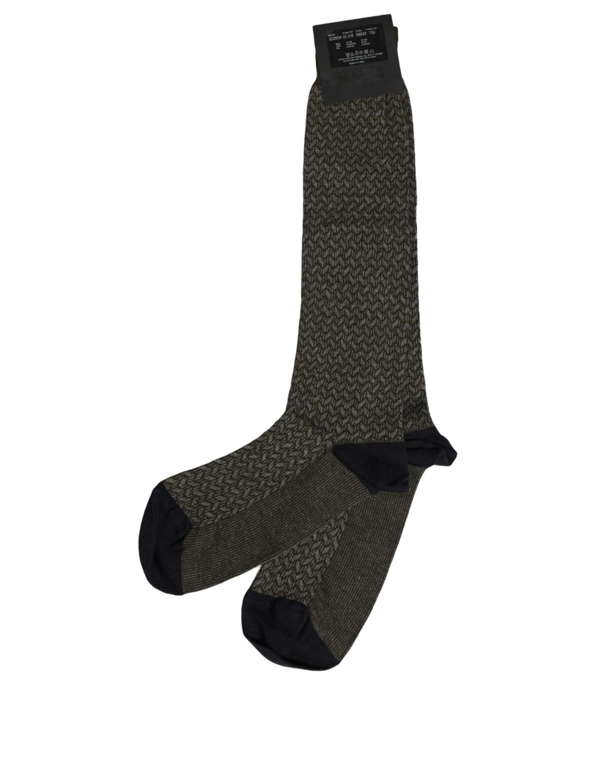 Dolce & Gabbana Dark Gray Cotton Knit Knee High Accessory Socks - Image 5