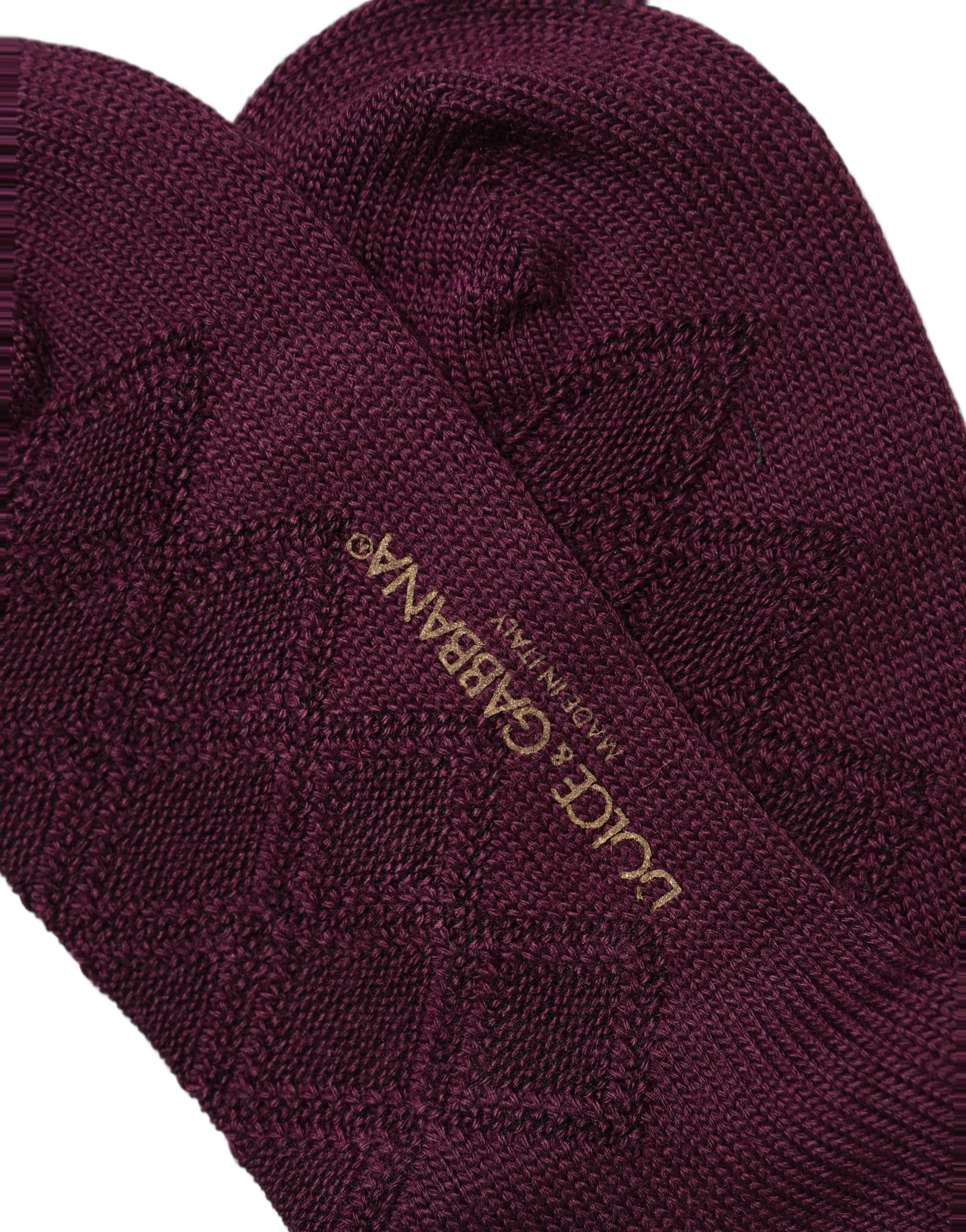 Dolce & Gabbana Burgundy Wool Crest Logo Knee High Accessory Socks - Image 4