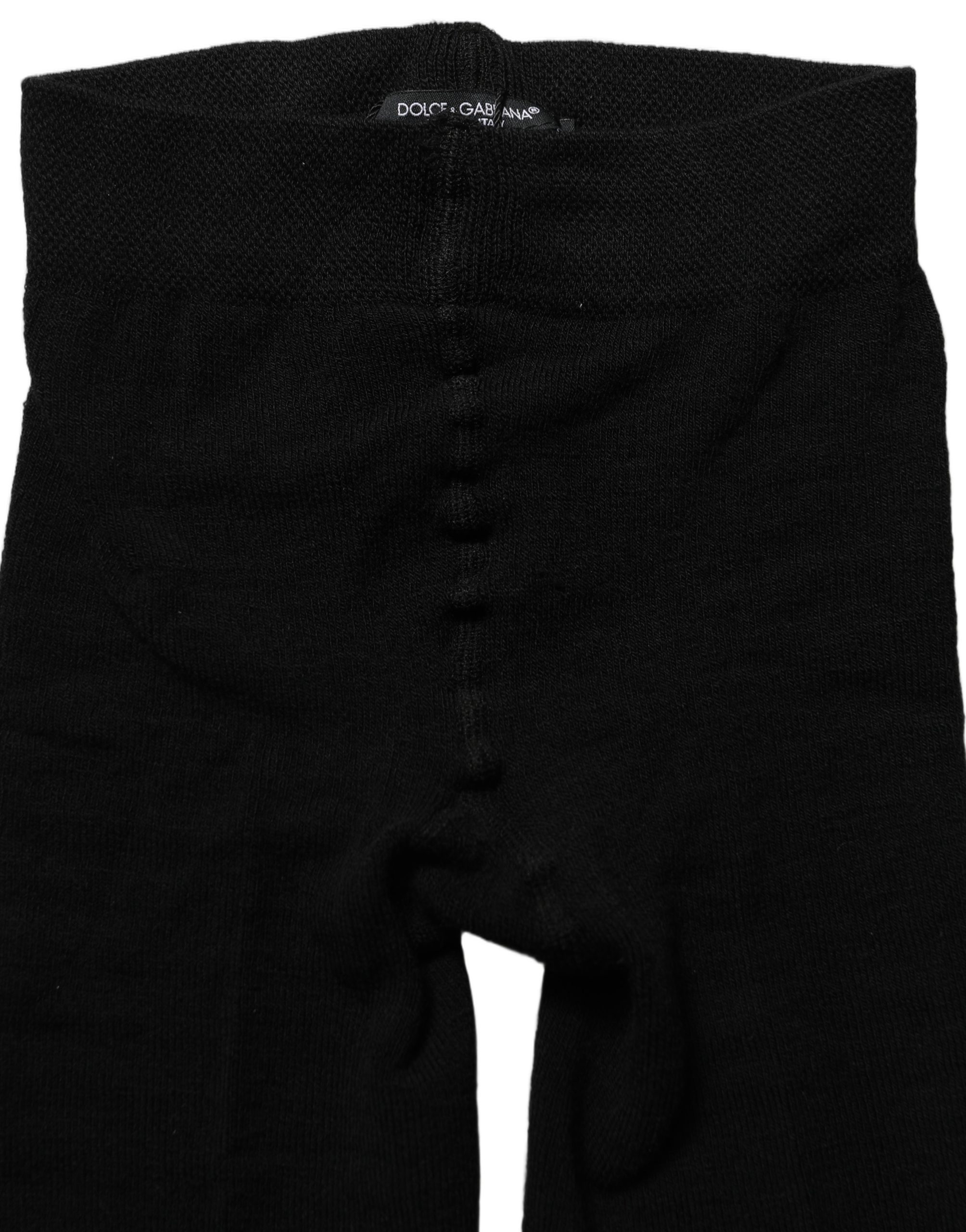 Dolce & Gabbana Black Wool Stretch Tights Stocking Accessory Socks - Image 5