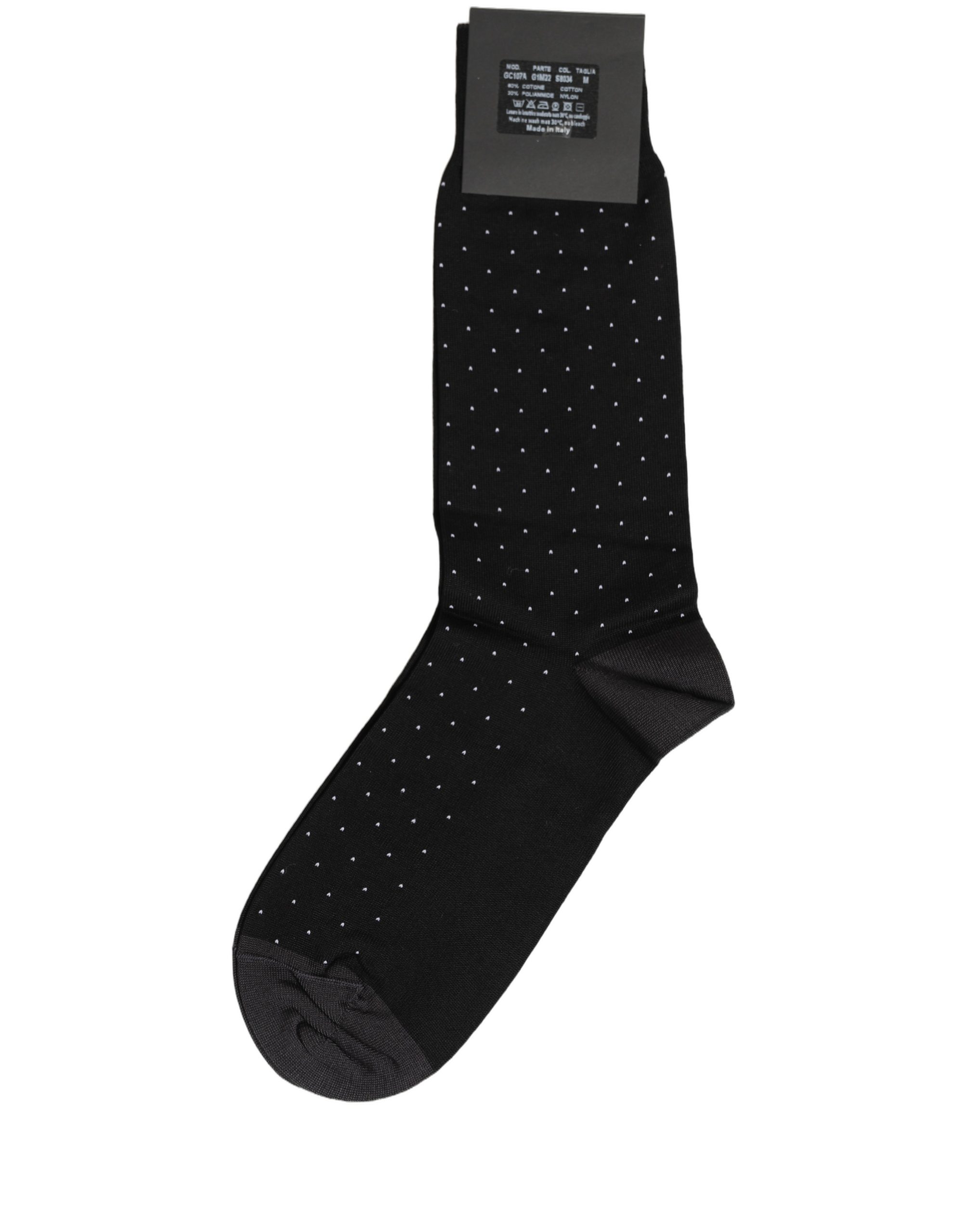 Dolce & Gabbana Men Black Cotton Polka Dot Mid Calf Accessory Socks - Image 5