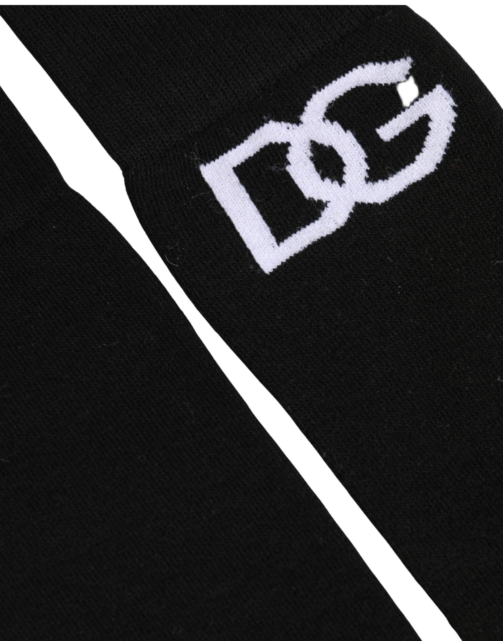 Dolce & Gabbana Men Black Cotton DG Logo Mid Calf Accessory Socks - Image 5
