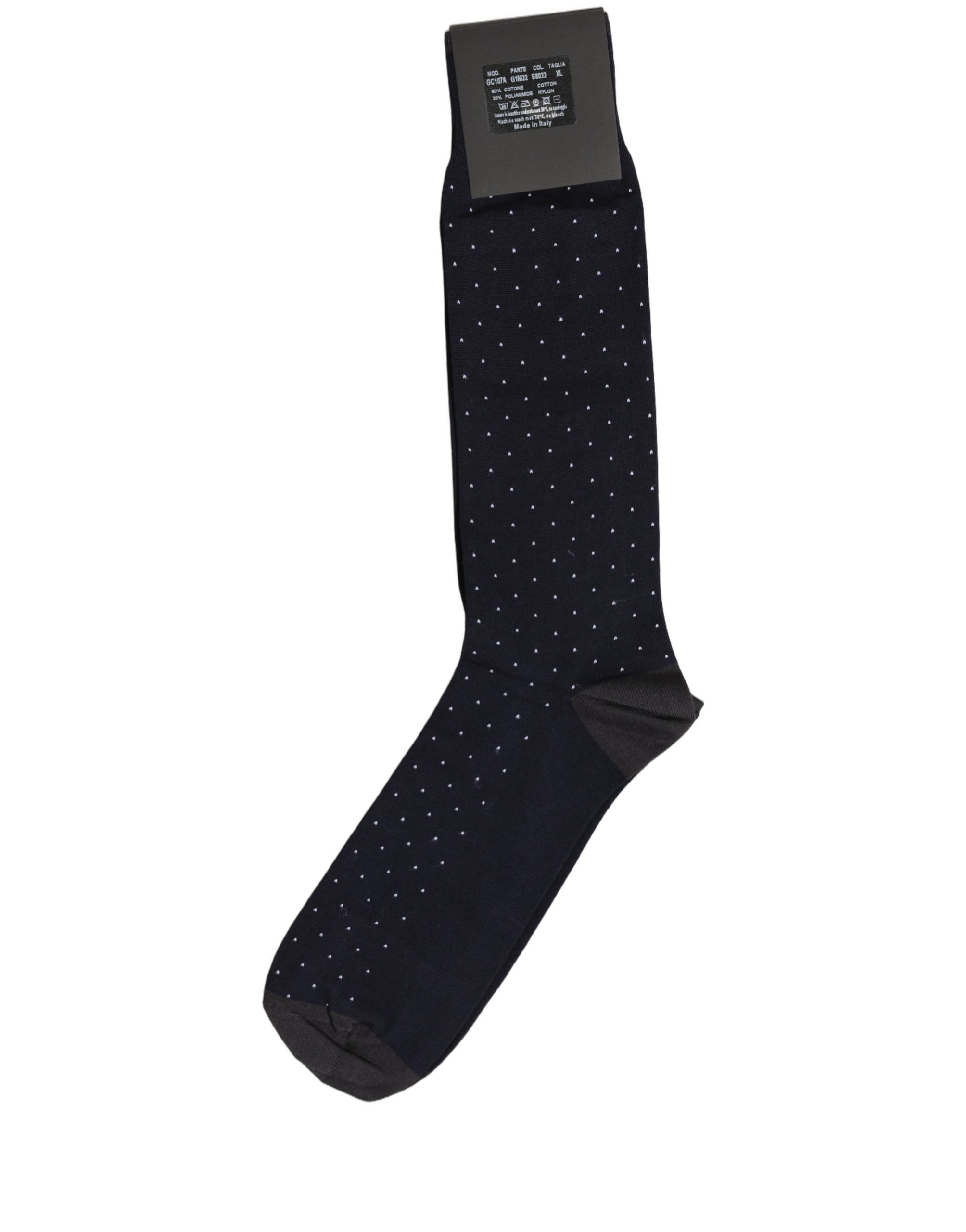 Dolce & Gabbana Men Black Cotton Polka Dot Mid Calf Accessory Socks - Image 2