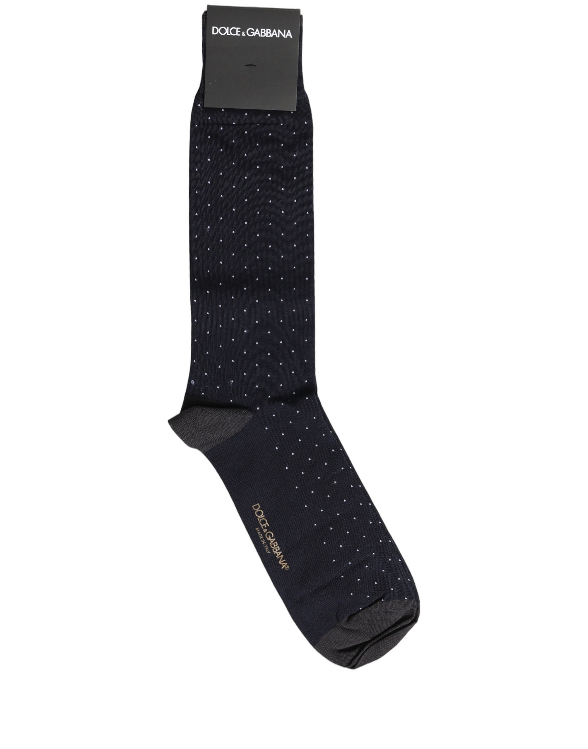 Dolce & Gabbana Men Black Cotton Polka Dot Mid Calf Accessory Socks - Image 3