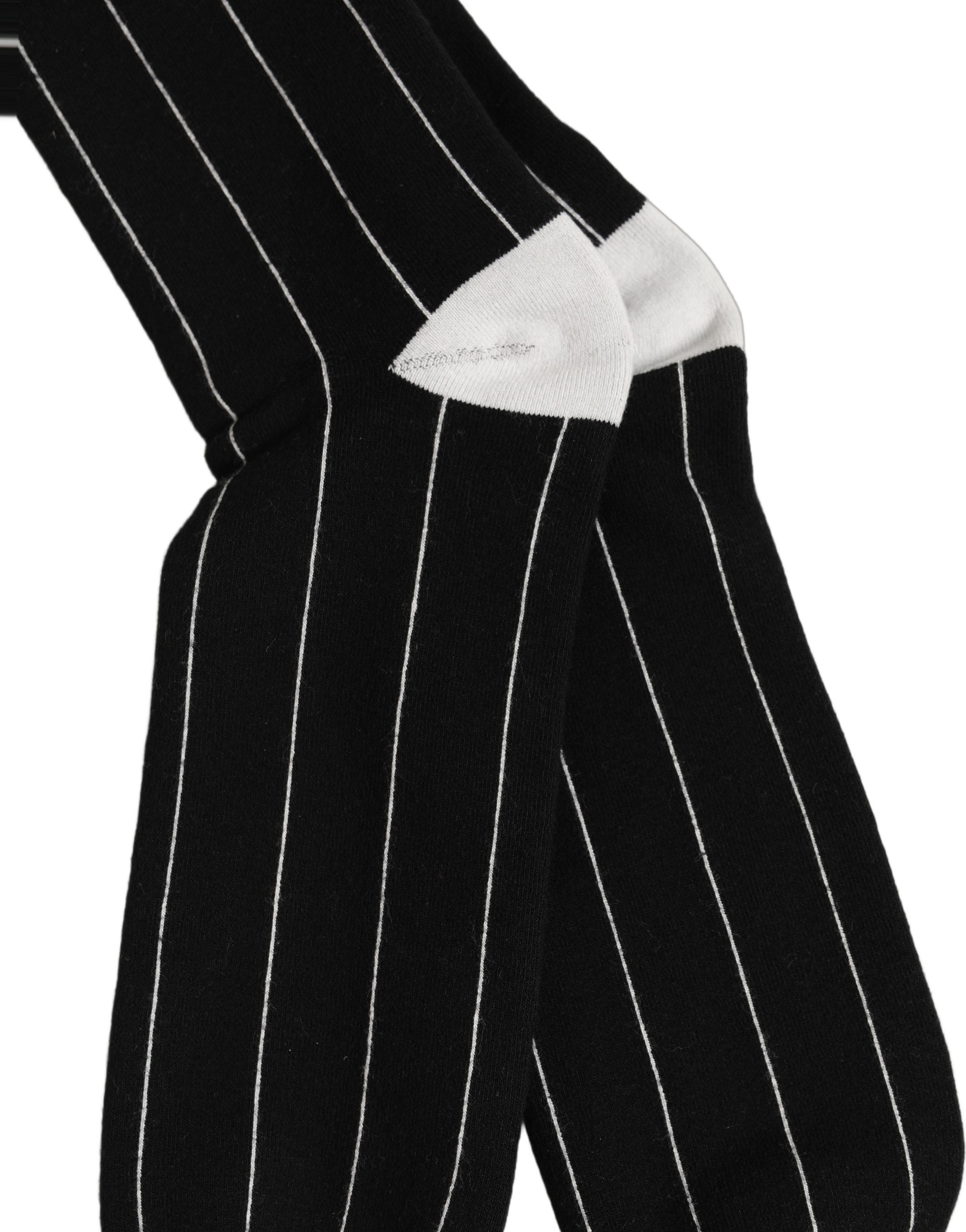 Dolce & Gabbana Men Black Pinstripe Logo Knee High Accessory Socks - Image 5