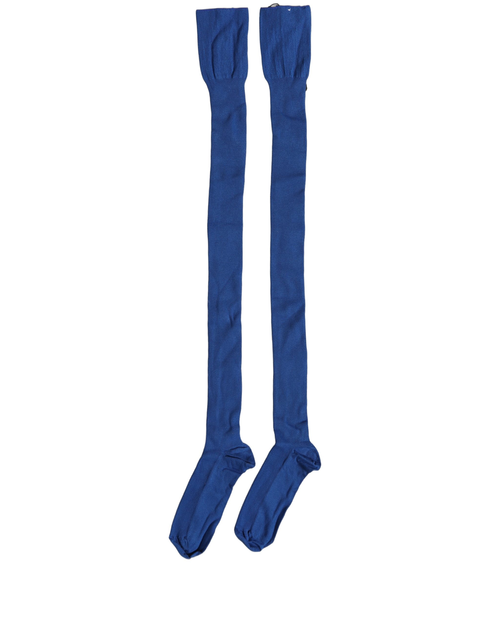 Dolce & Gabbana Blue Viscose Knitted Thigh High Accessory Socks - Image 2