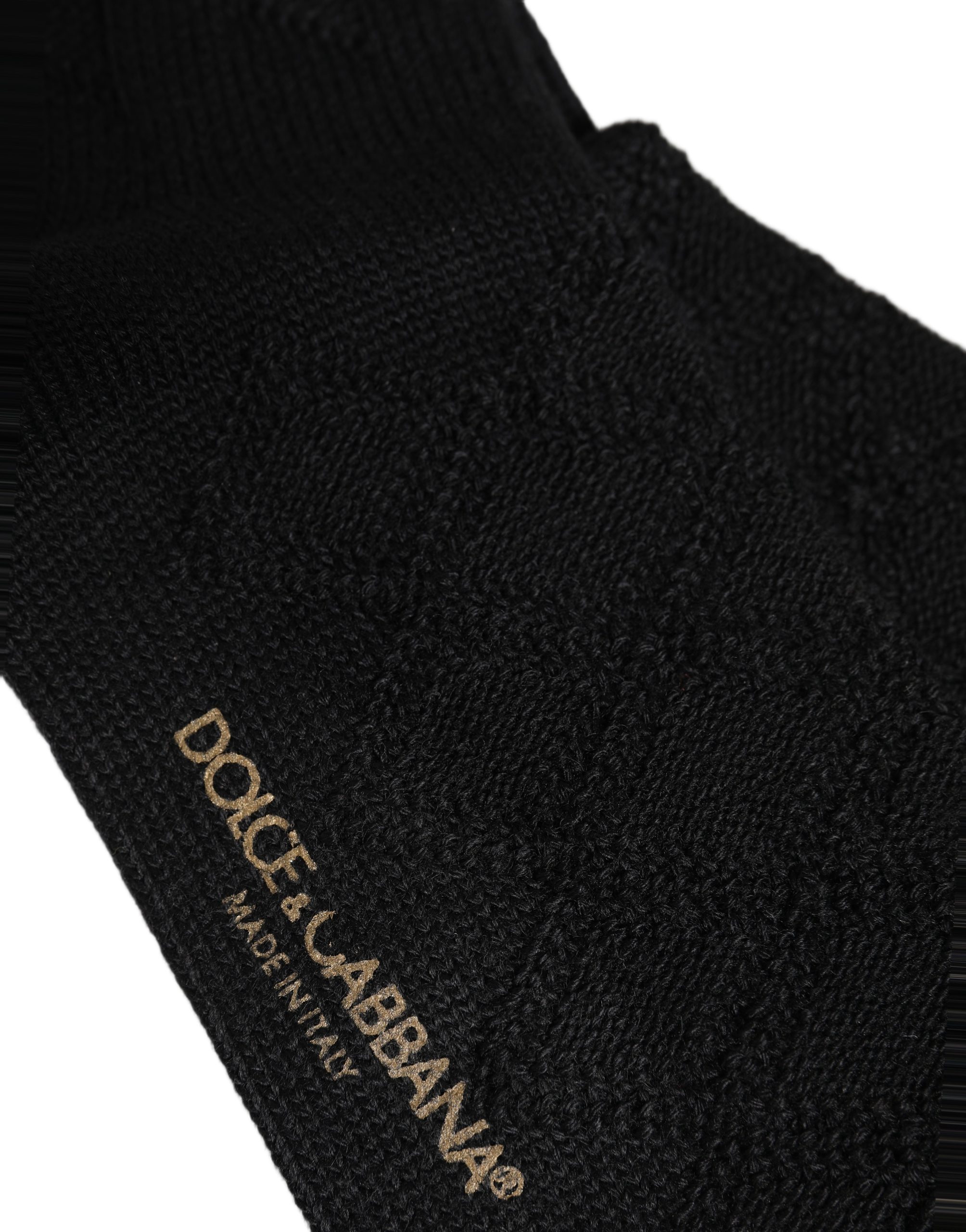 Dolce & Gabbana Black Wool Floral Over The Calf Accessory Socks - Image 4