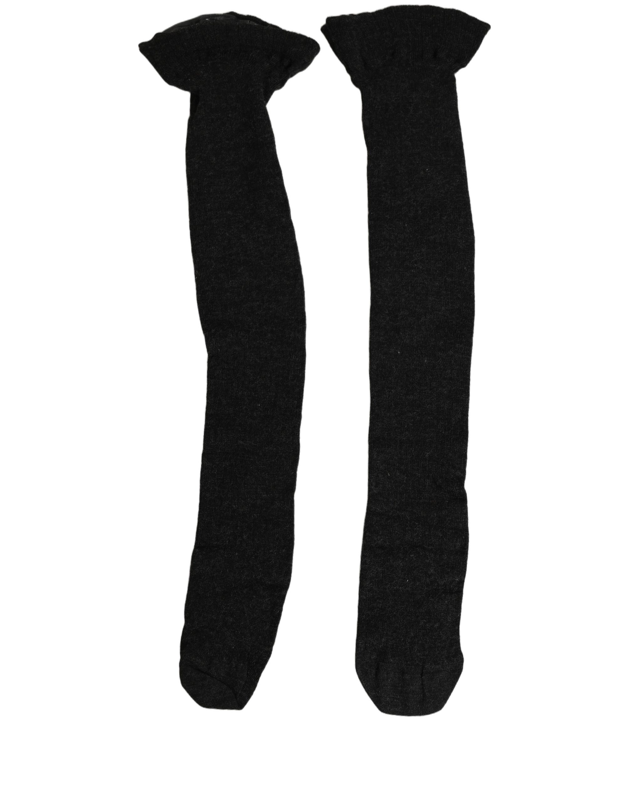 Dolce & Gabbana Black Wool Logo Calf Long Women Accessory Socks - Image 2