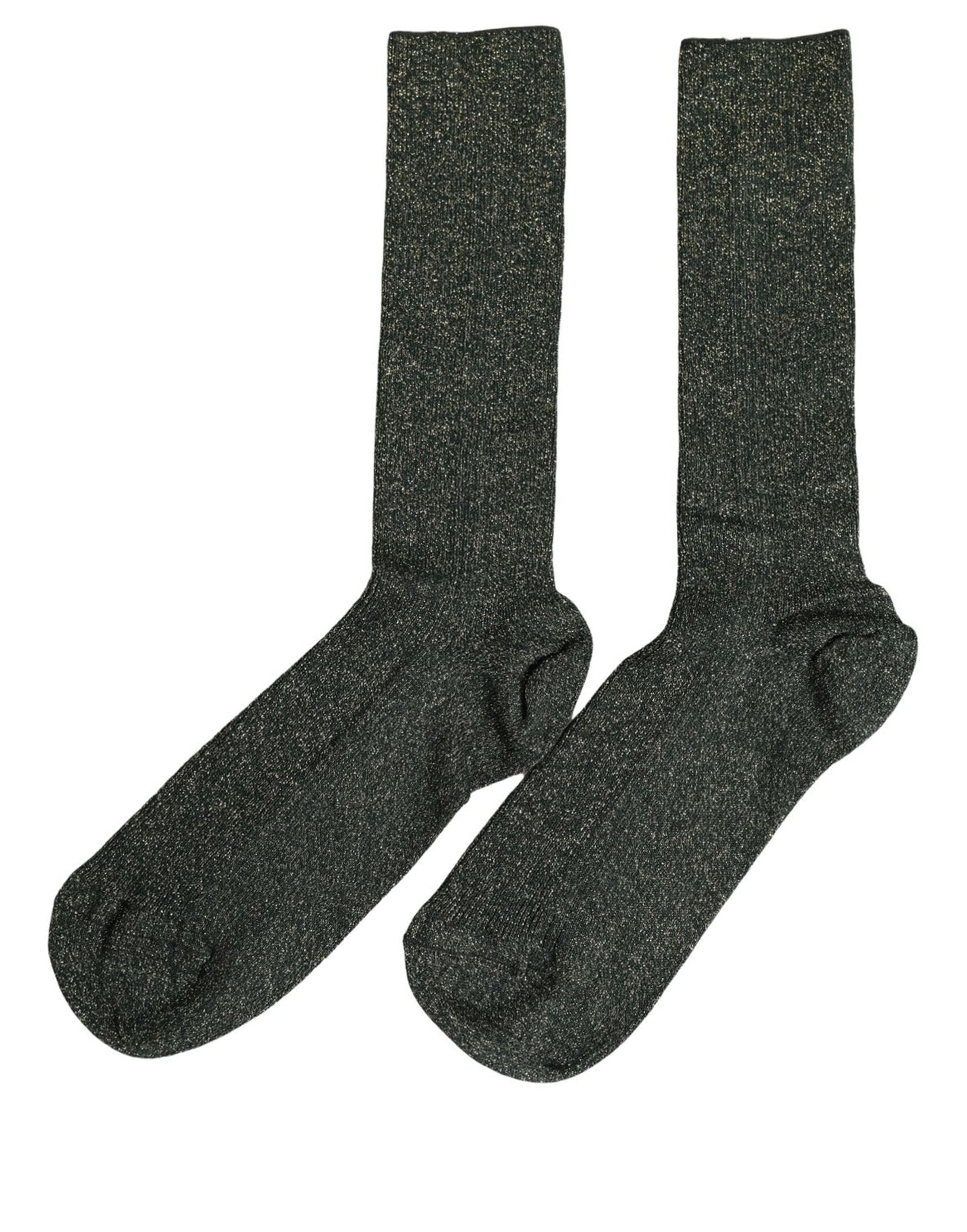 Dolce & Gabbana Dark Green Viscose Logo Mid Calf Accessory Socks - Image 2