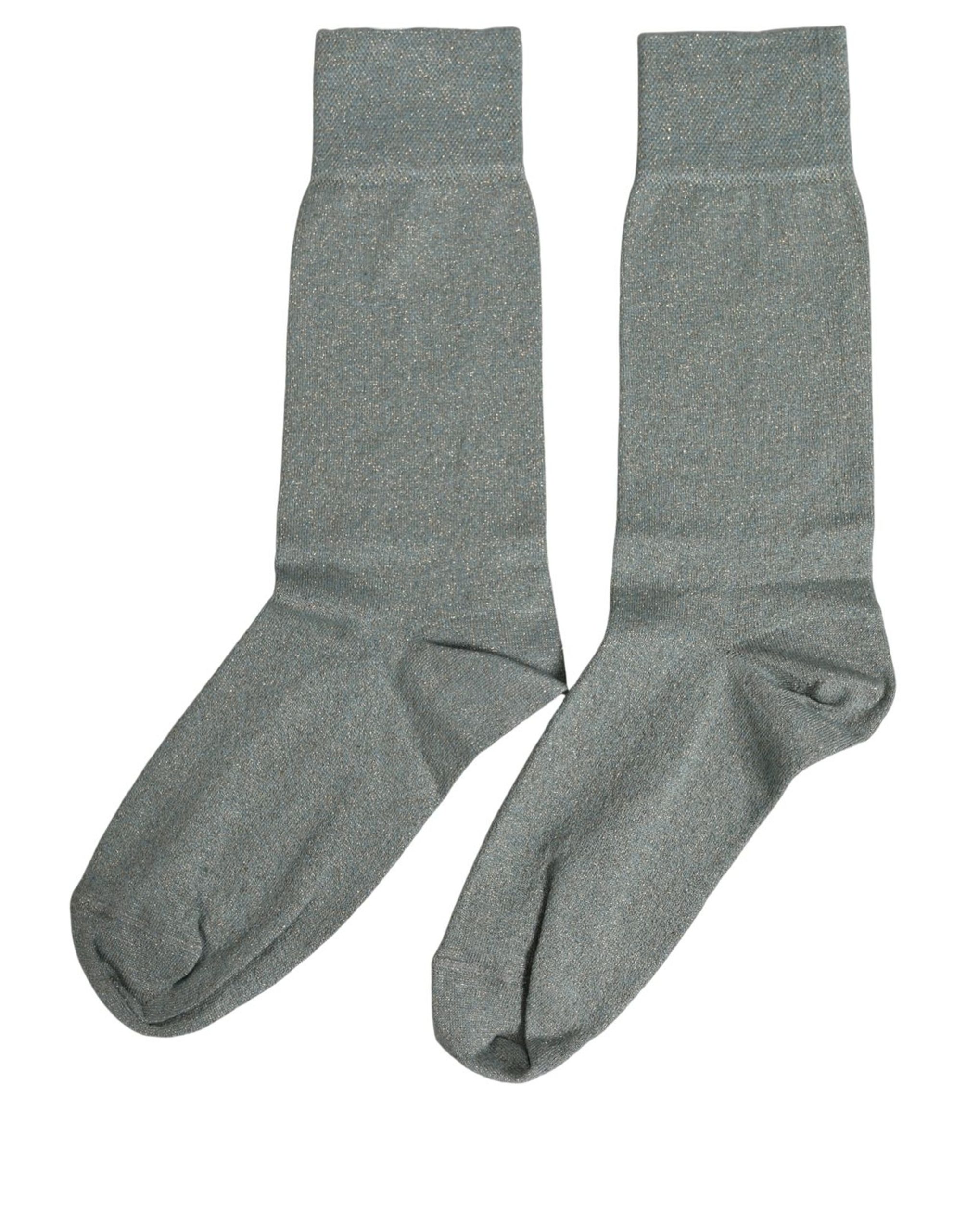 Dolce & Gabbana Gray Viscose Logo Mid Calf Accessory Socks - Image 2